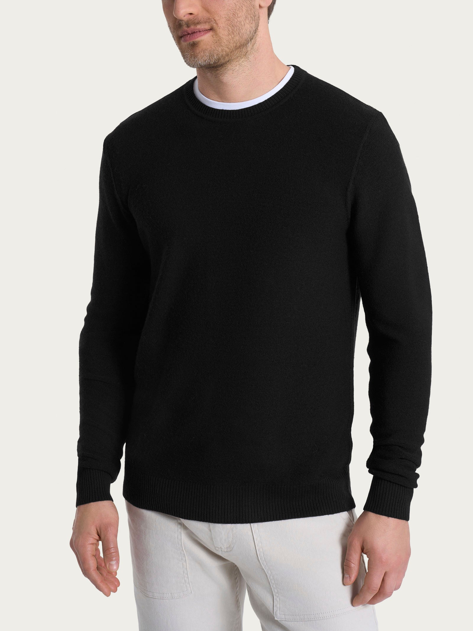 Pull girocollo Punto Links in Merino Soft Neri Uomo - Ragno