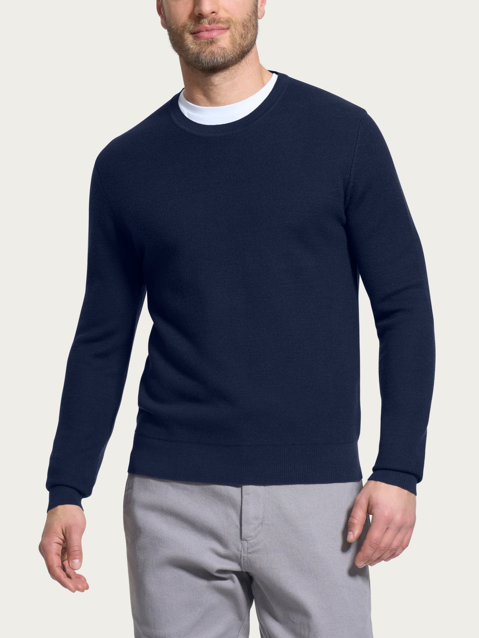 Pull girocollo Punto Links in Merino Soft Blu Uomo - Ragno