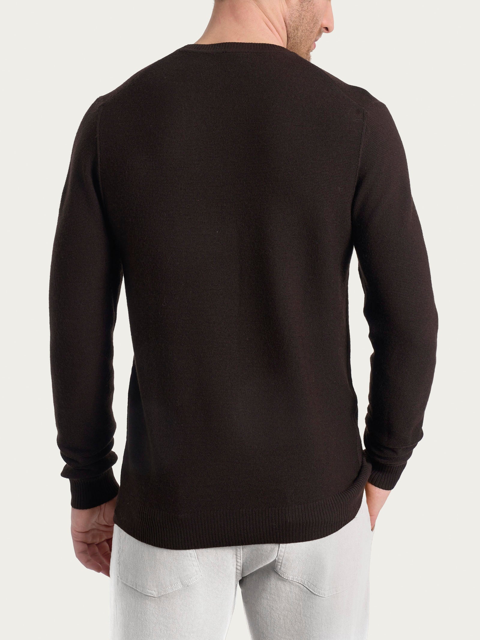 Pull girocollo Punto Links in Merino Soft Marroni Uomo - Ragno