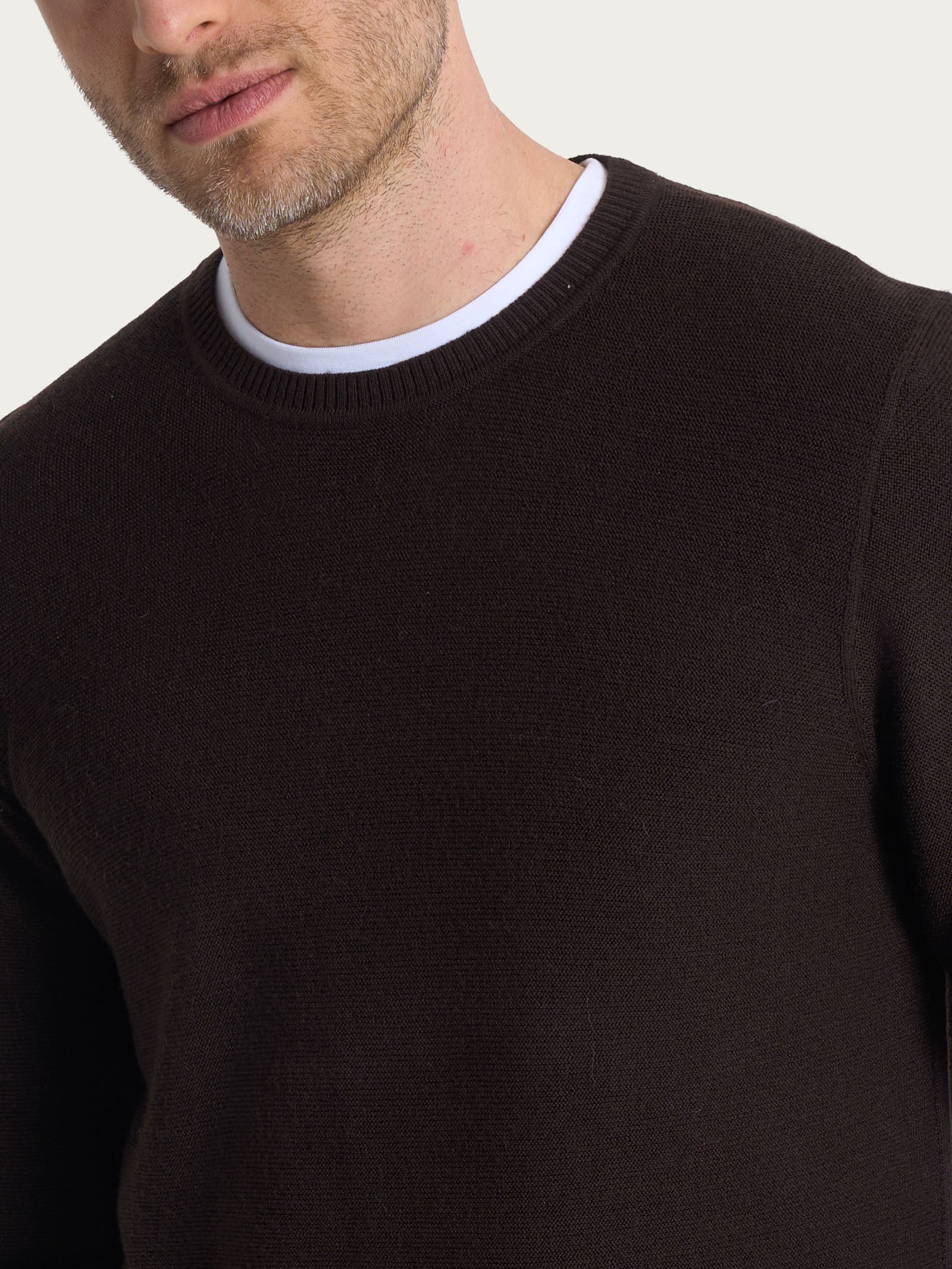 Pull girocollo Punto Links in Merino Soft Marroni Uomo - Ragno