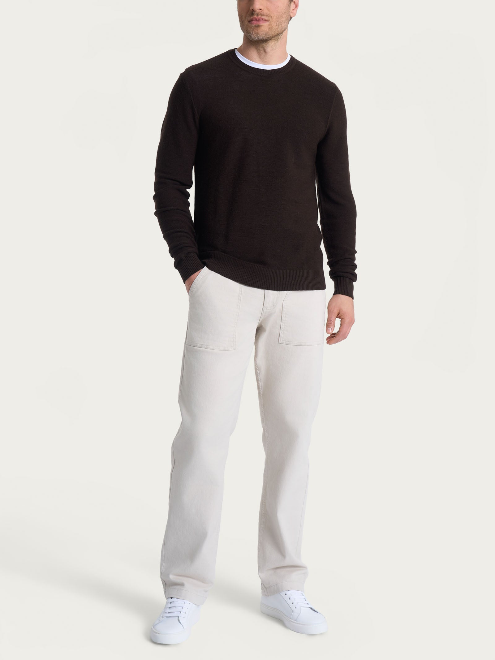 Pull girocollo Punto Links in Merino Soft Marroni Uomo - Ragno
