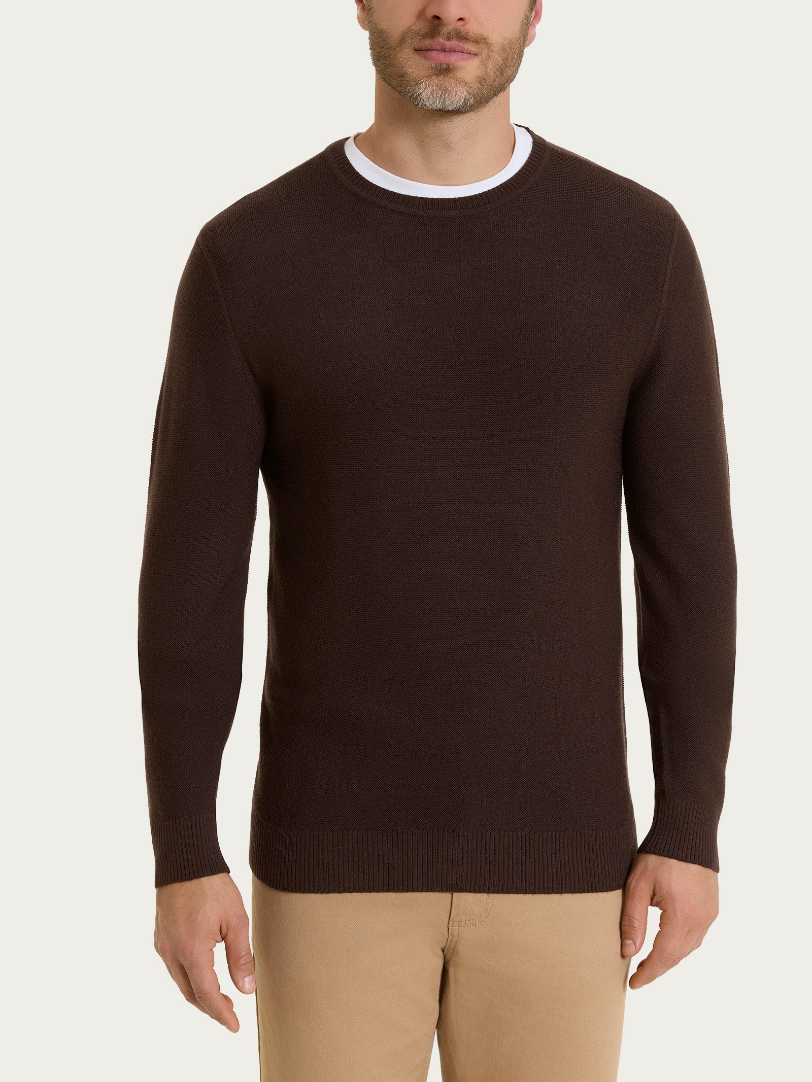 Pull girocollo Punto Links in Merino Soft Marroni Uomo - Ragno