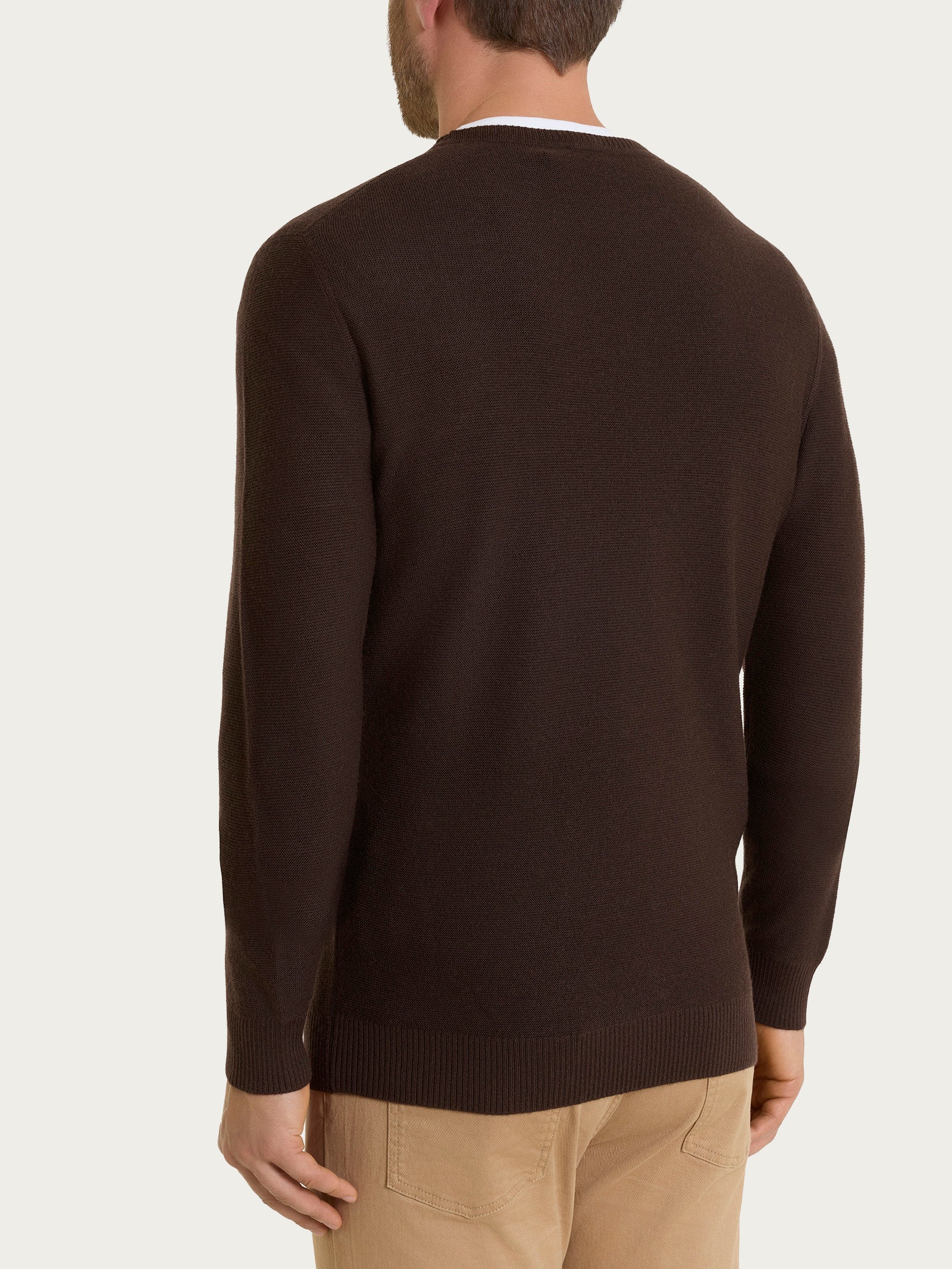 Pull girocollo Punto Links in Merino Soft Marroni Uomo - Ragno