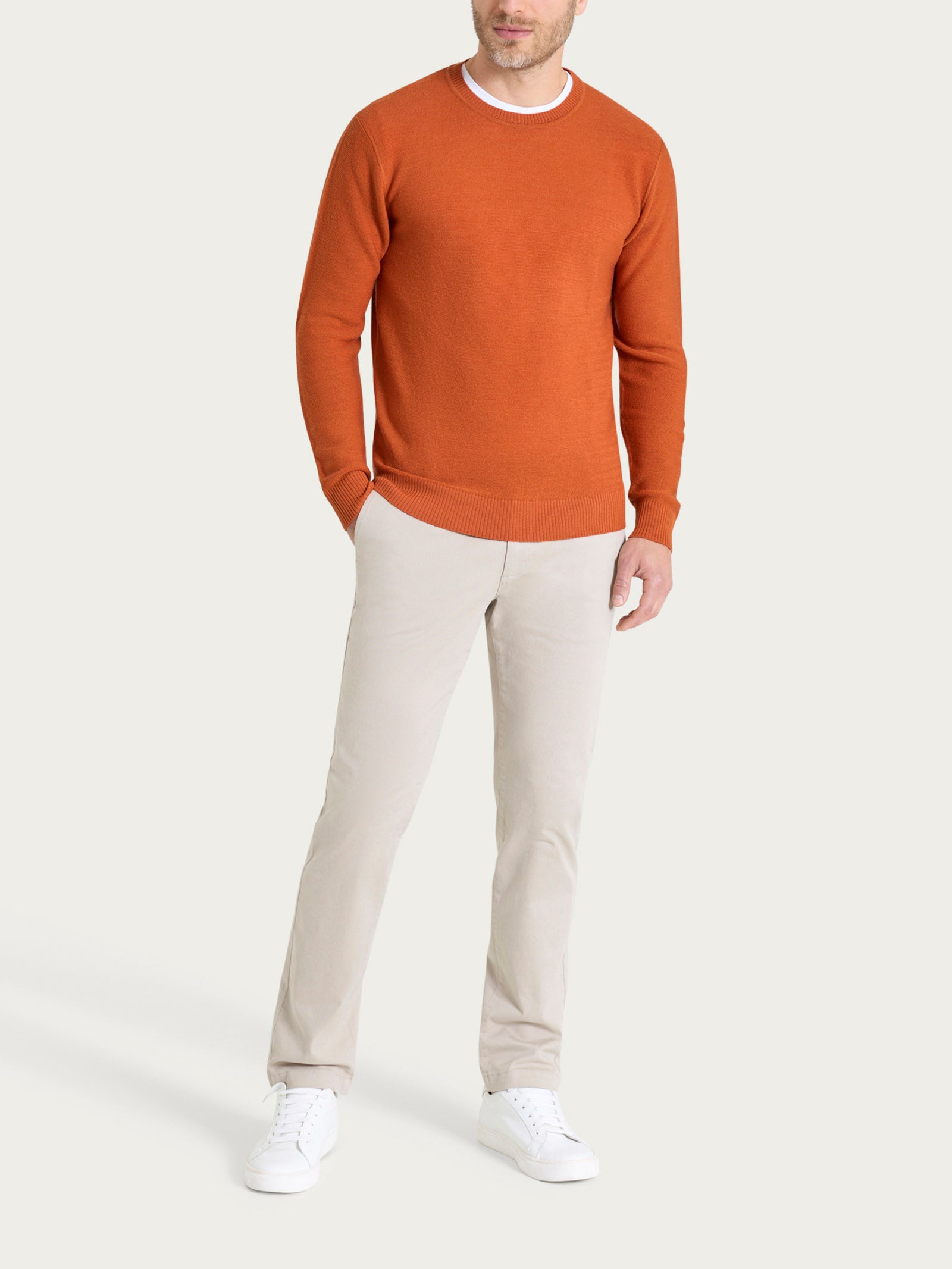 Pull girocollo Punto Links in Merino Soft Arancioni Uomo - Ragno