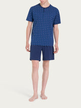 Pigiama corto con stile cravattier in Jersey di Cotone Blu Uomo - Ragno