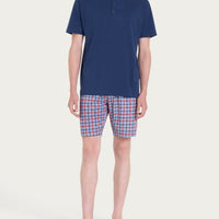 Pigiama corto con fantasia check in Jersey di Cotone Rossi Uomo - Ragno