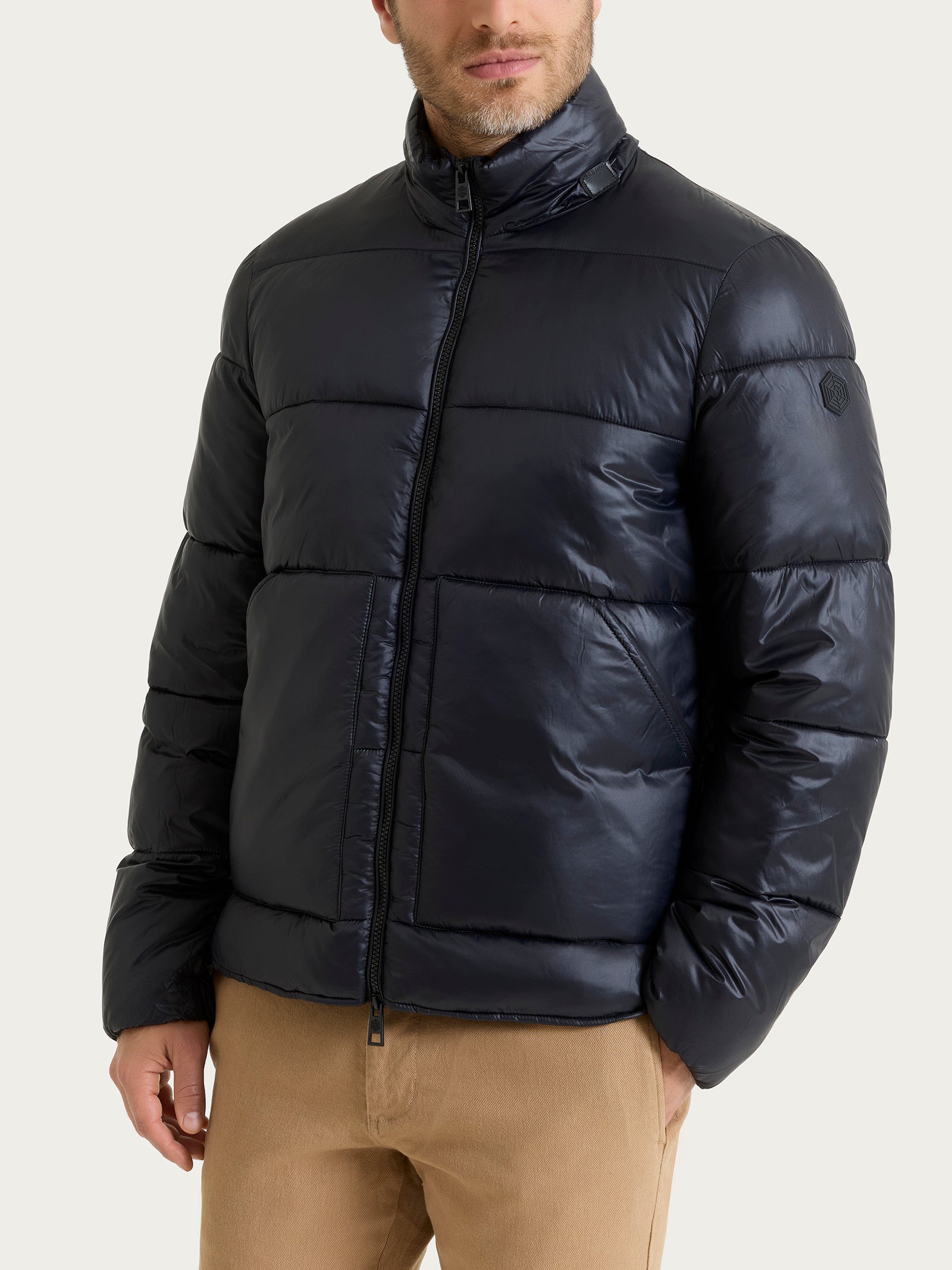 Piumino corto shiny in Vegan Down Neri Uomo - Ragno