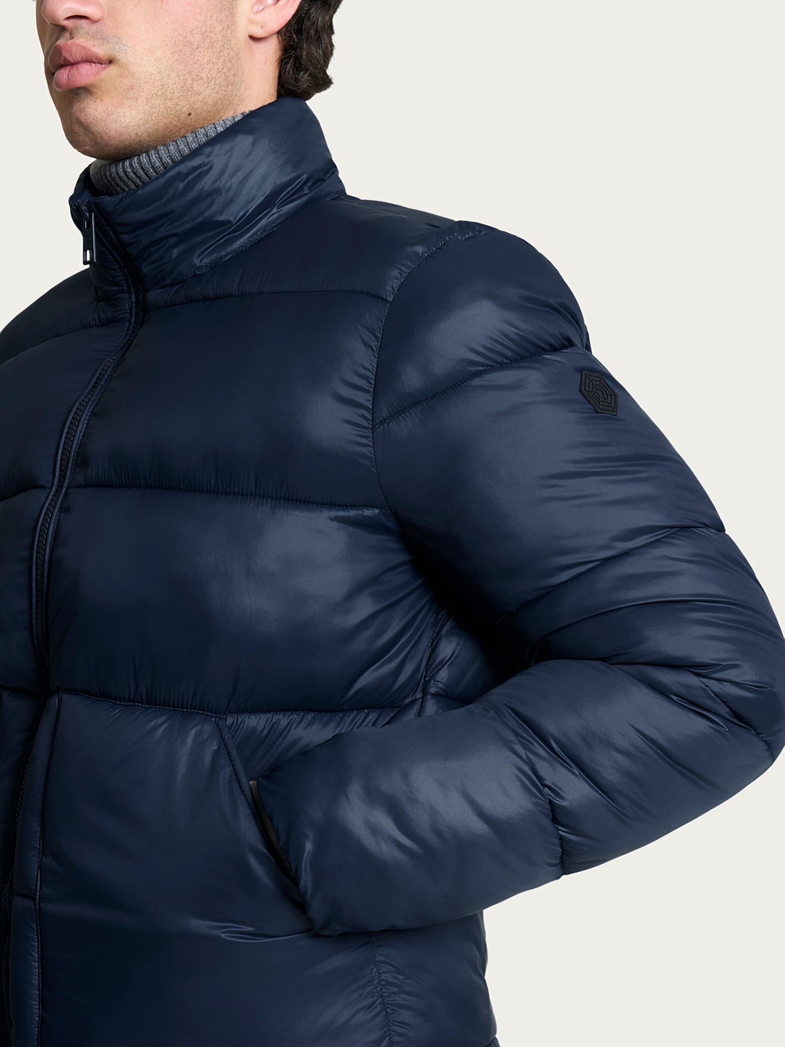 Piumino corto shiny in Vegan Down Blu Uomo - Ragno