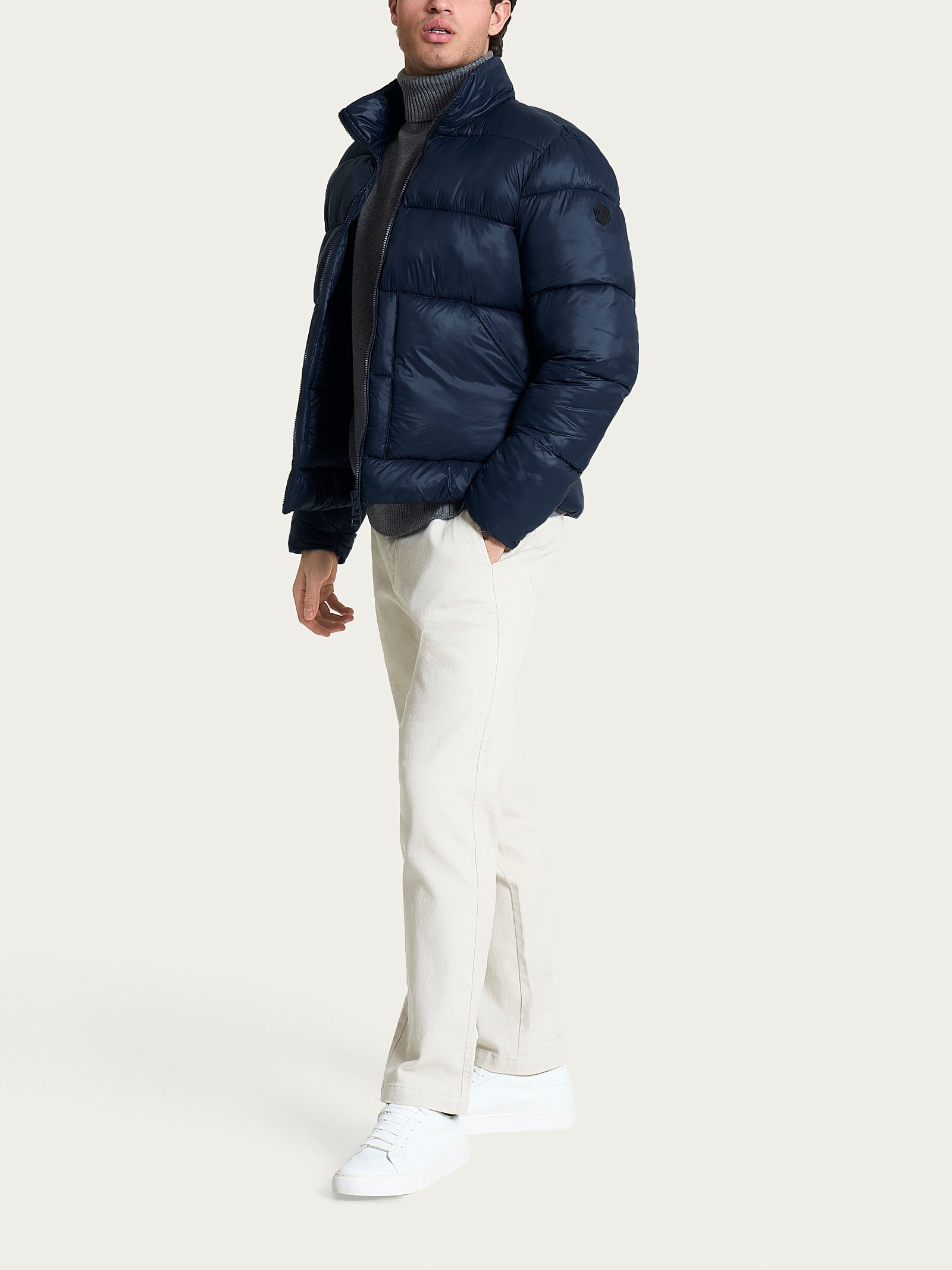 Piumino corto shiny in Vegan Down Blu Uomo - Ragno