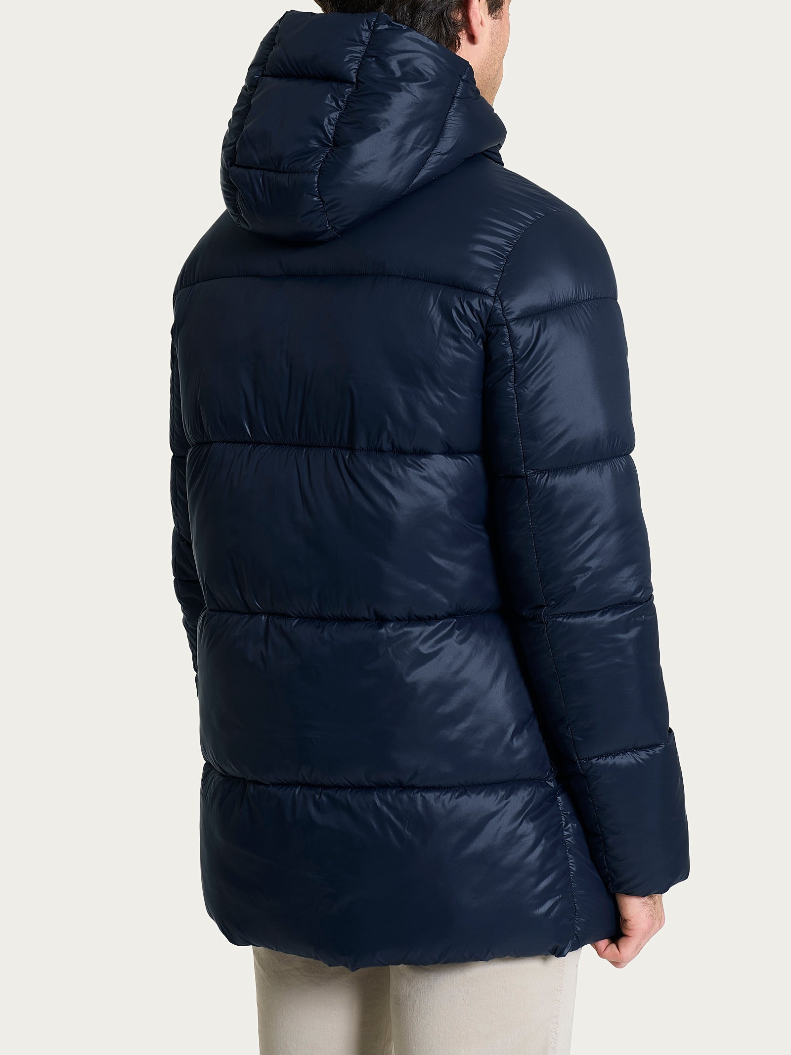 Piumino shiny con cappuccio in Vegan Down Blu Uomo - Ragno