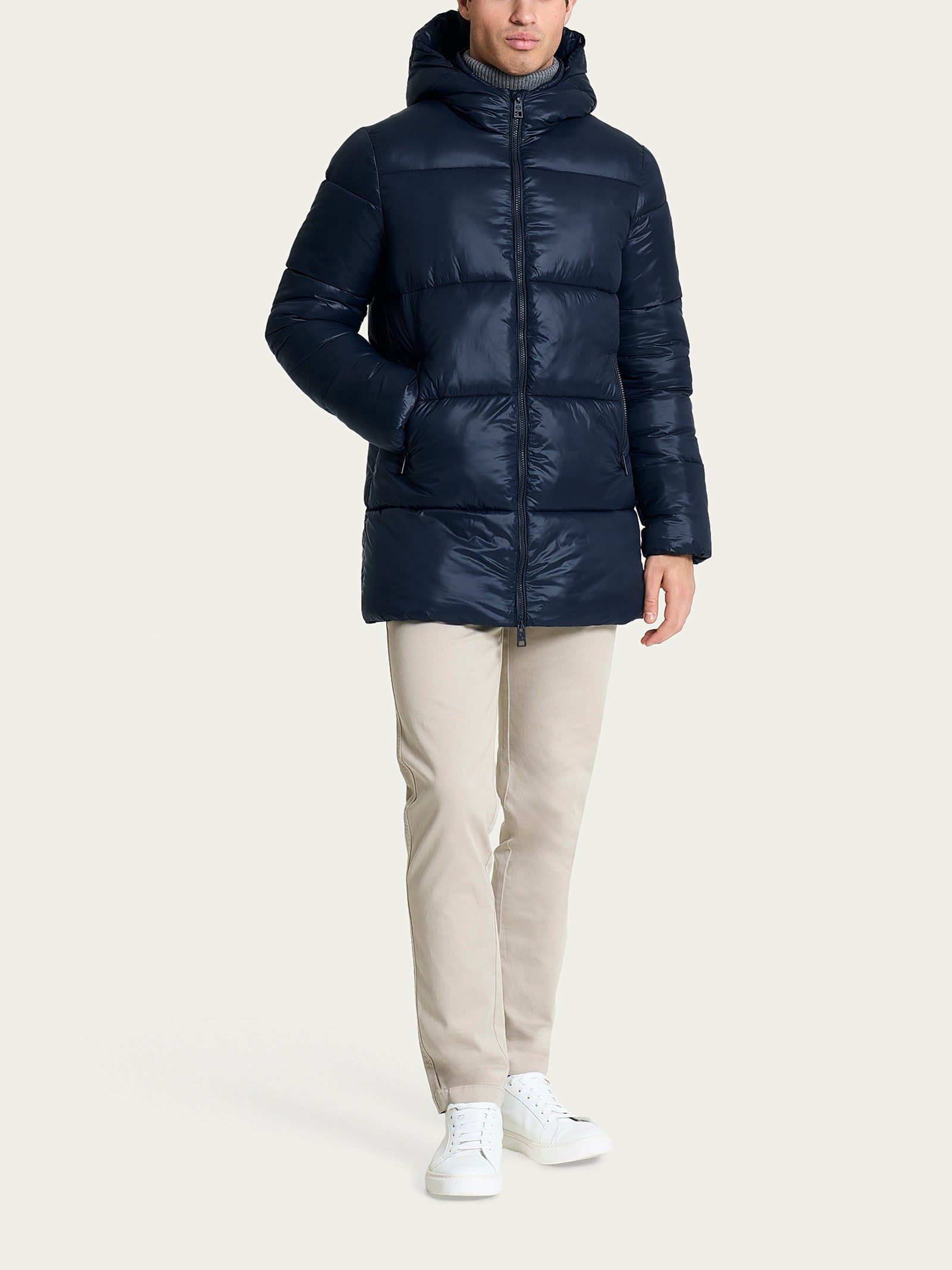 Piumino shiny con cappuccio in Vegan Down Blu Uomo - Ragno
