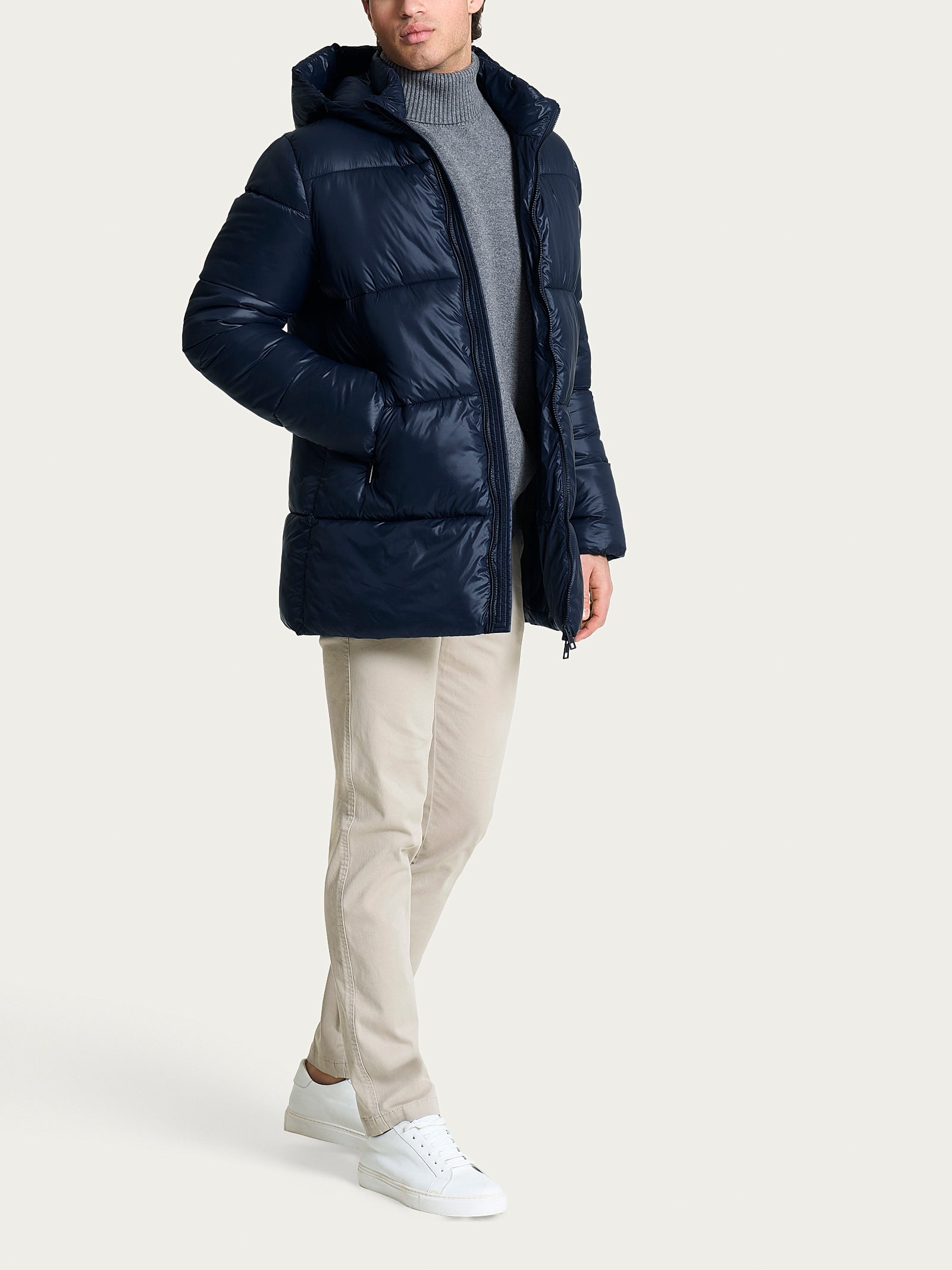 Piumino shiny con cappuccio in Vegan Down Blu Uomo - Ragno