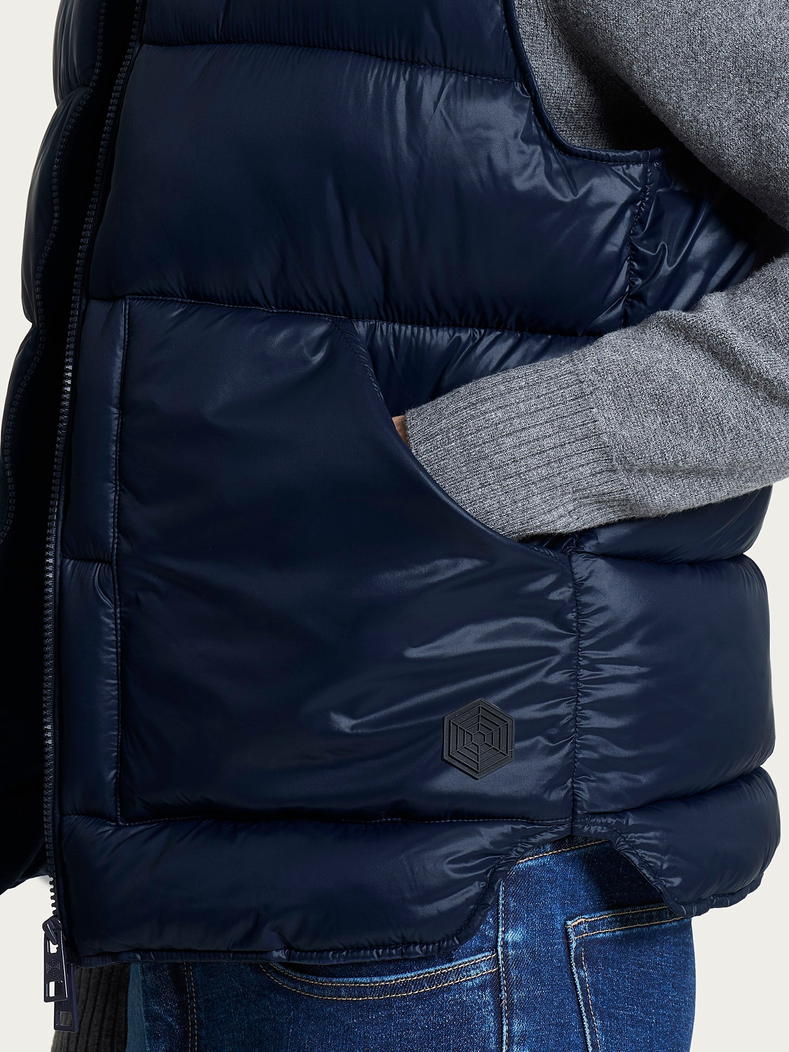 Piumino shiny smanicato in Vegan Down Blu Uomo - Ragno