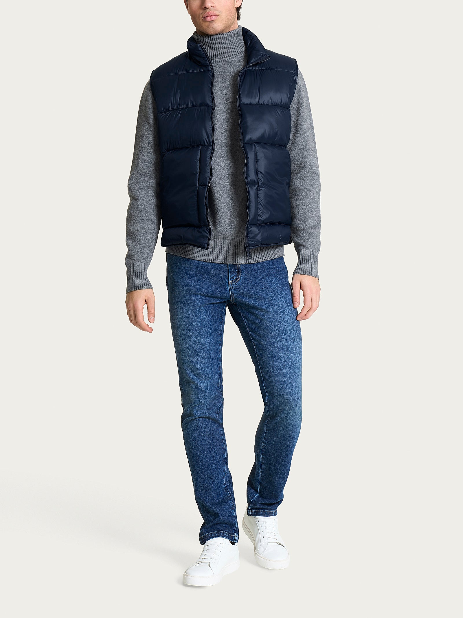 Piumino shiny smanicato in Vegan Down Blu Uomo - Ragno