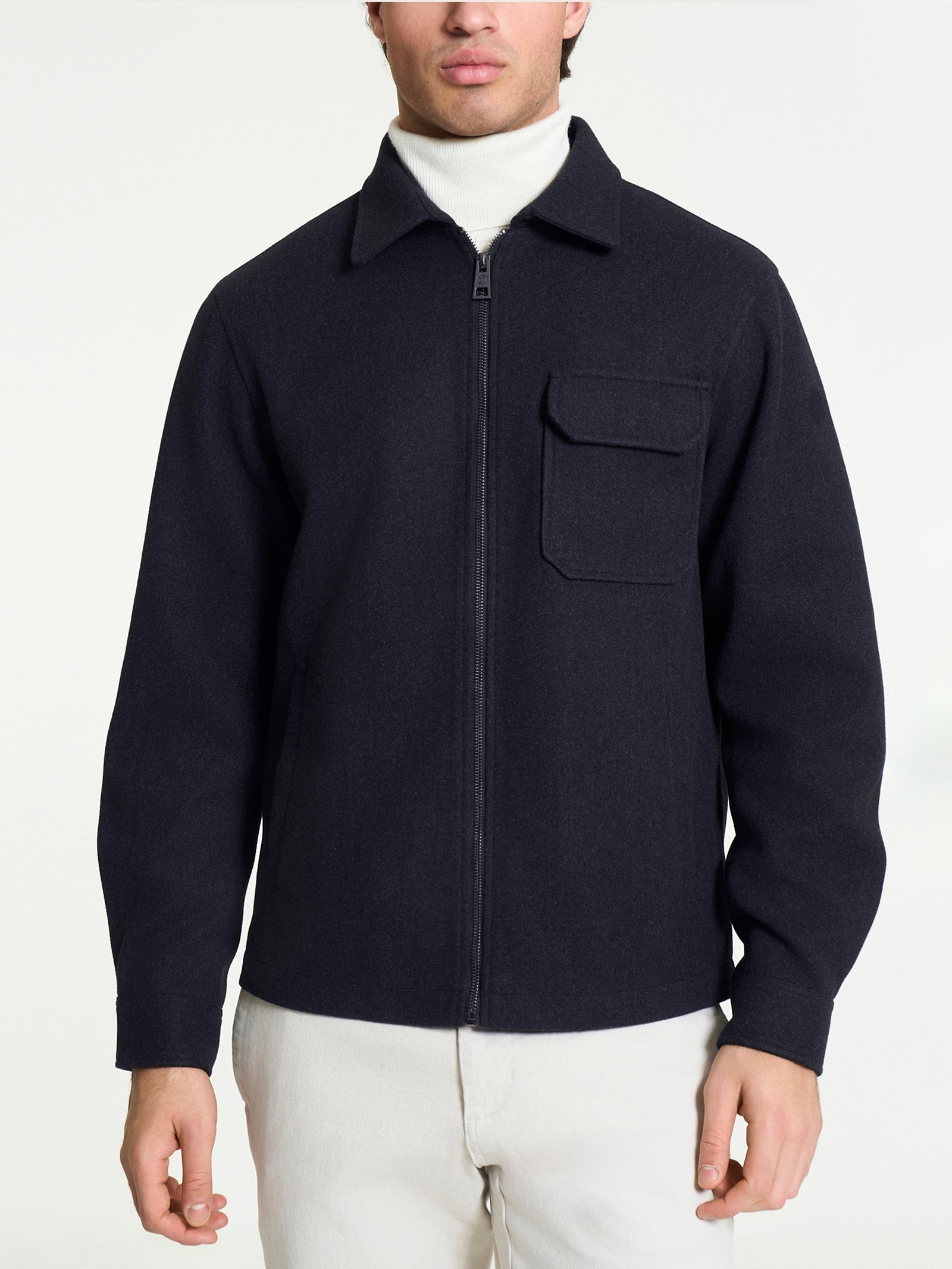 Giacca con collo camicia in Vegan Wool Blu Uomo - Ragno