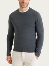 Pull girocollo in Winter Cotton Neri Uomo - Ragno