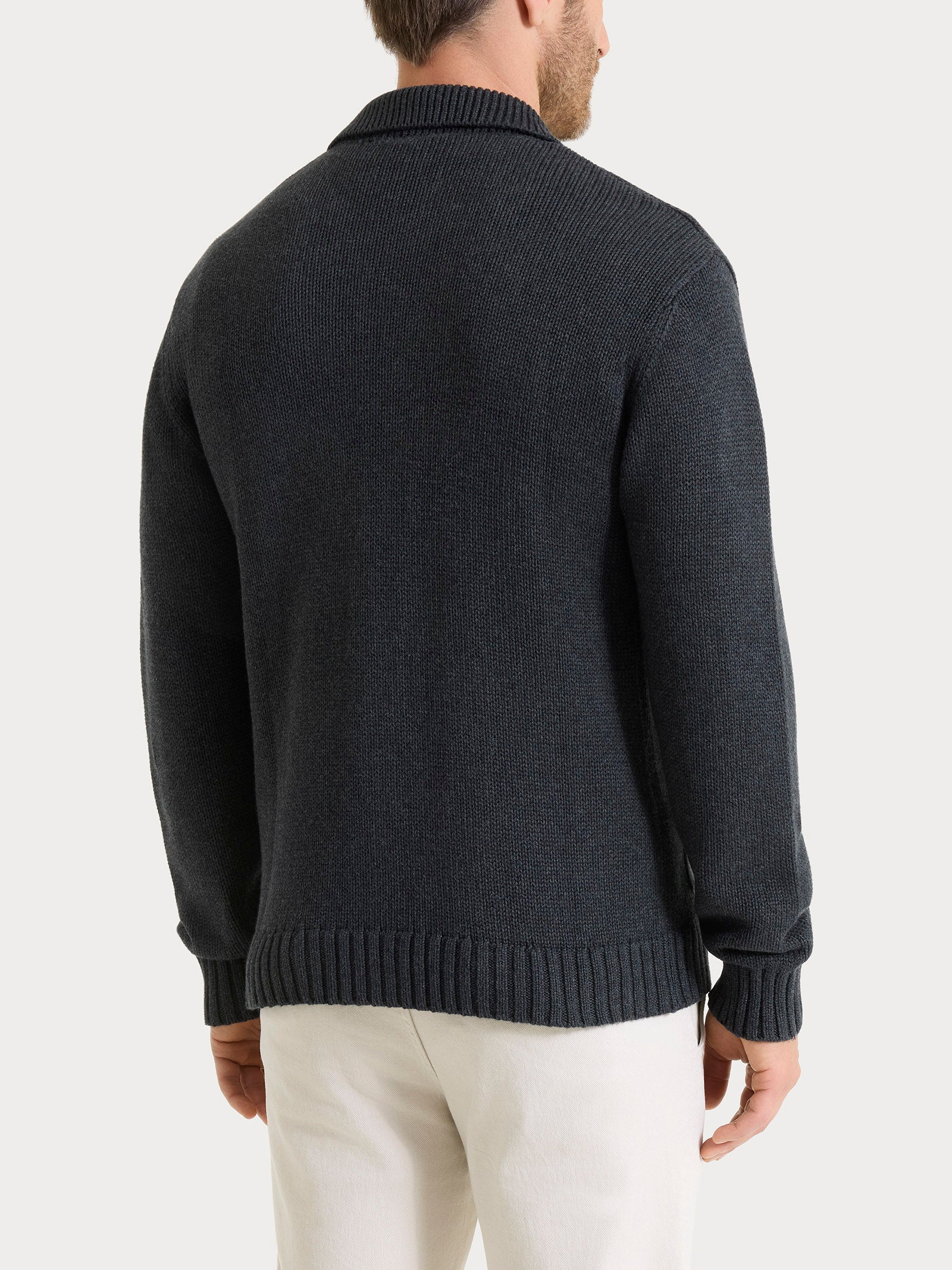 Cardigan con rever in Winter Cotton Neri Uomo - Ragno