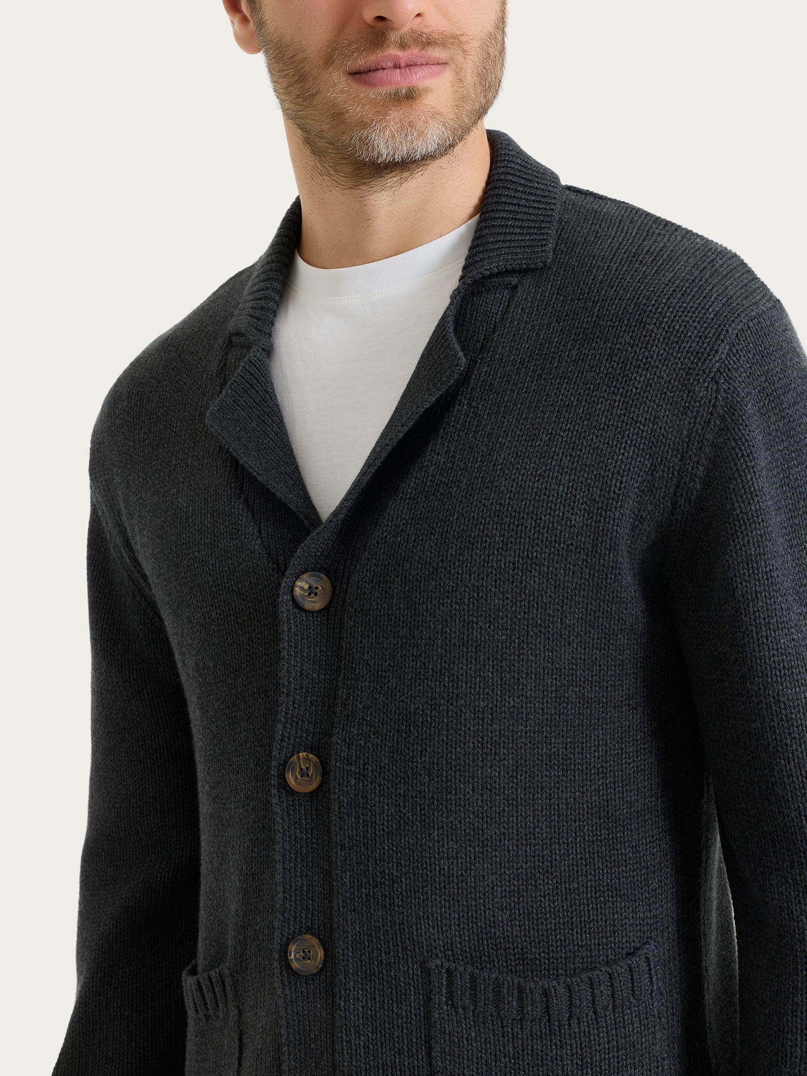 Cardigan con rever in Winter Cotton Neri Uomo - Ragno