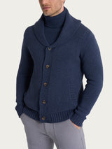 Cardigan con collo a scialle in Winter Cotton Azzurri Uomo - Ragno