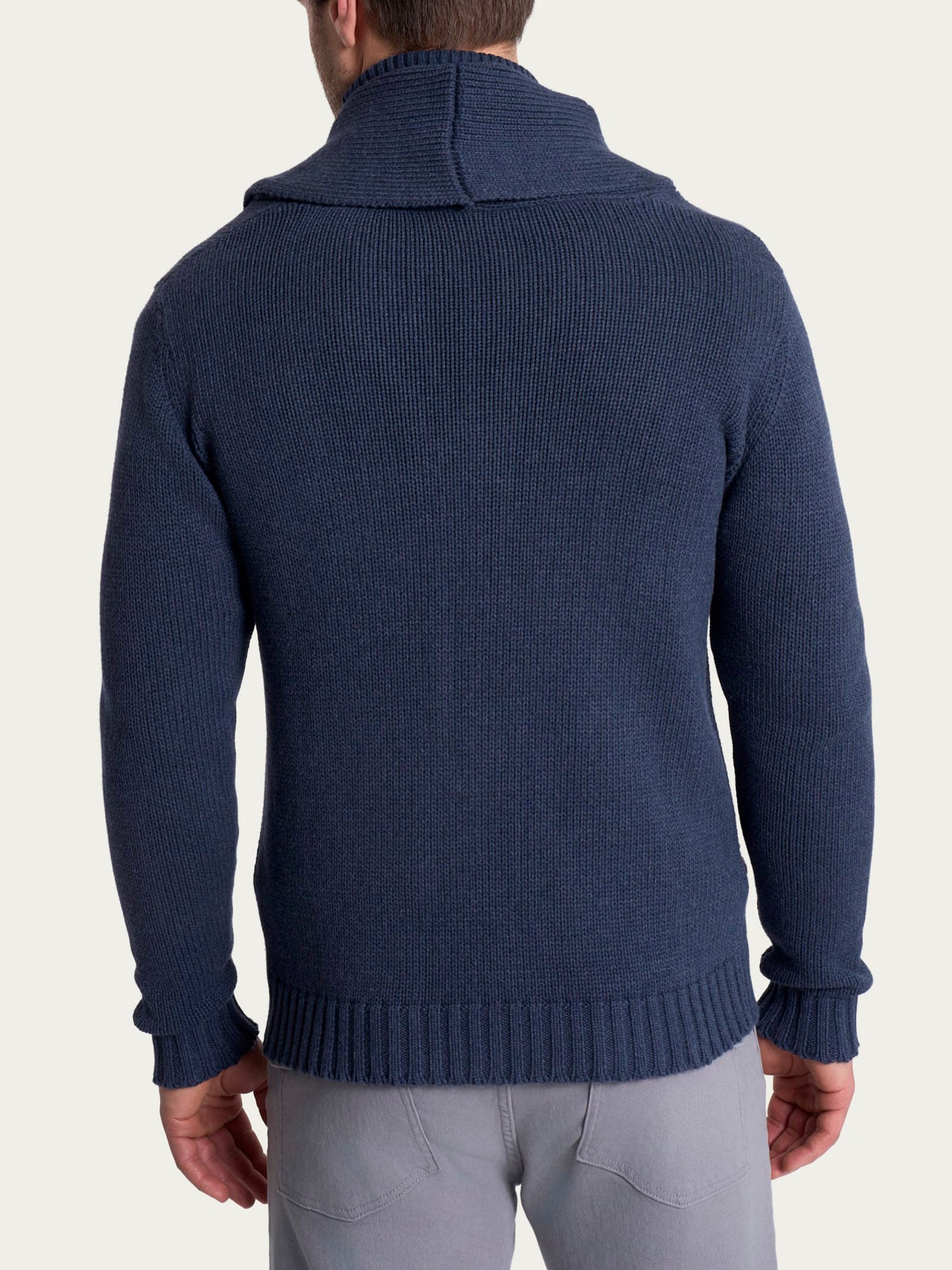 Cardigan con collo a scialle in Winter Cotton Azzurri Uomo - Ragno
