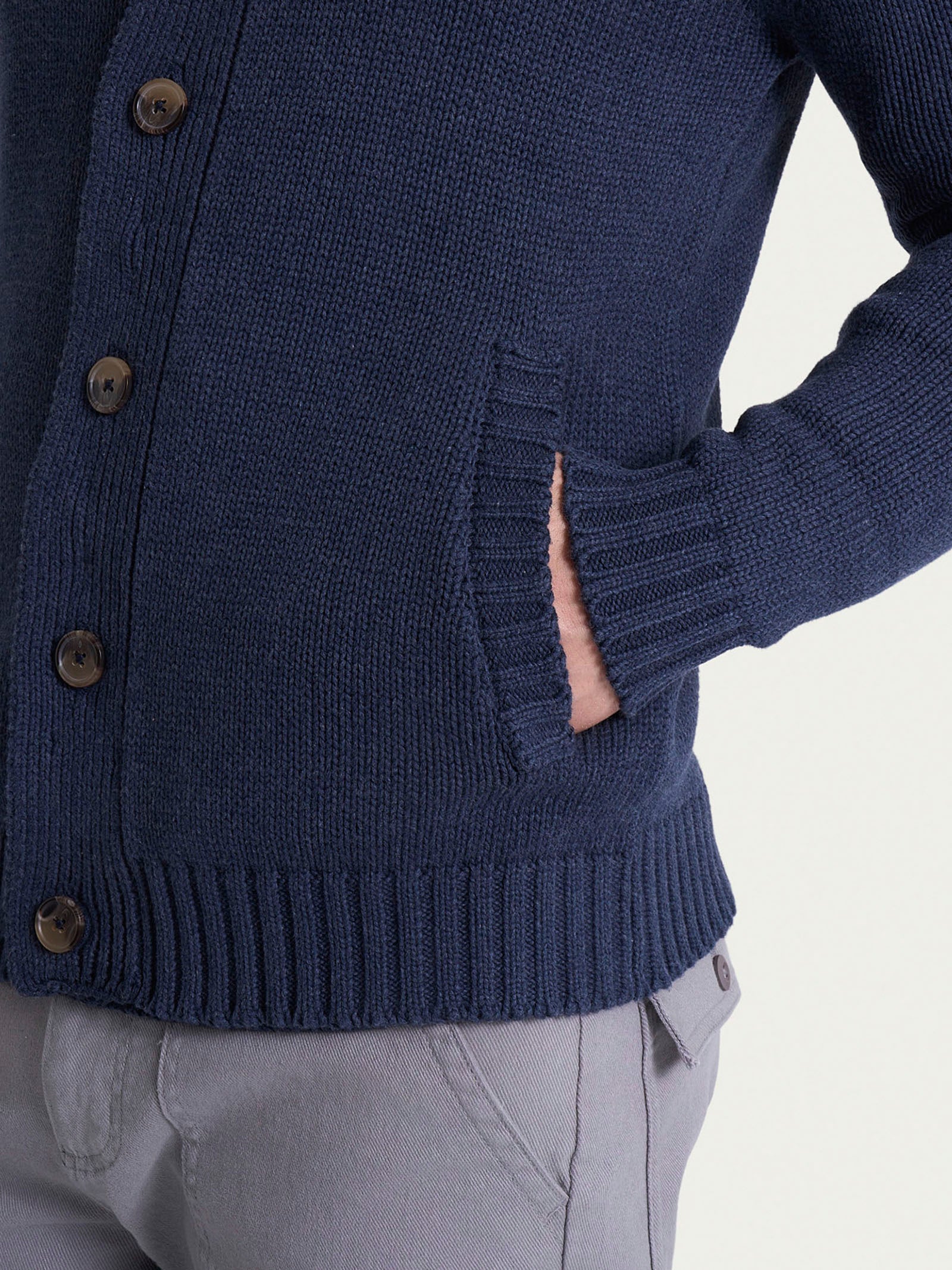 Cardigan con collo a scialle in Winter Cotton Azzurri Uomo - Ragno