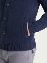 Cardigan con collo a scialle in Winter Cotton Azzurri Uomo - Ragno
