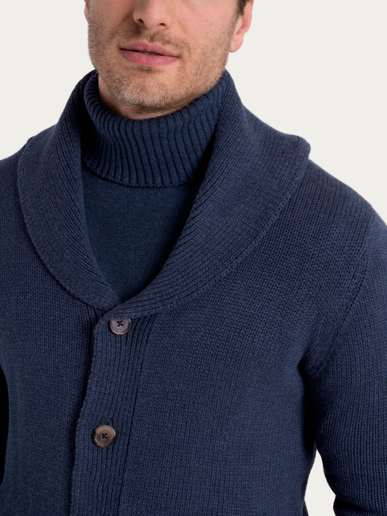 Cardigan con collo a scialle in Winter Cotton Azzurri Uomo - Ragno