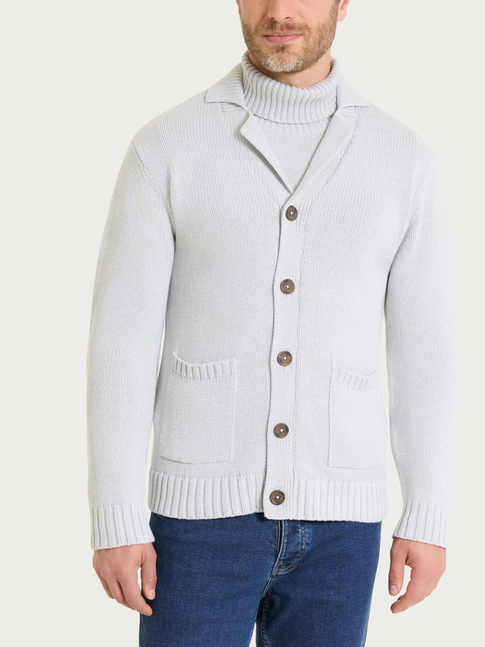 Cardigan con rever in Winter Cotton Grigi Uomo - Ragno
