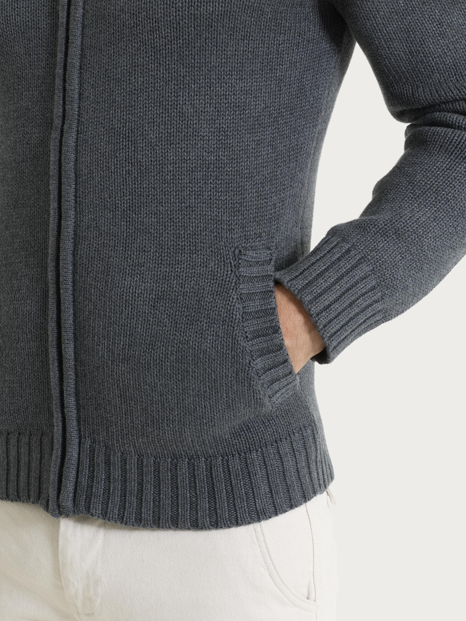Cardigan con zip in Winter Cotton Neri Uomo - Ragno
