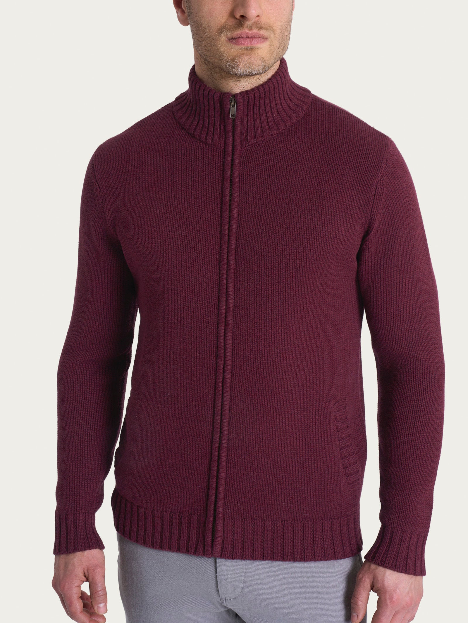 Cardigan con zip in Winter Cotton Viola Uomo - Ragno