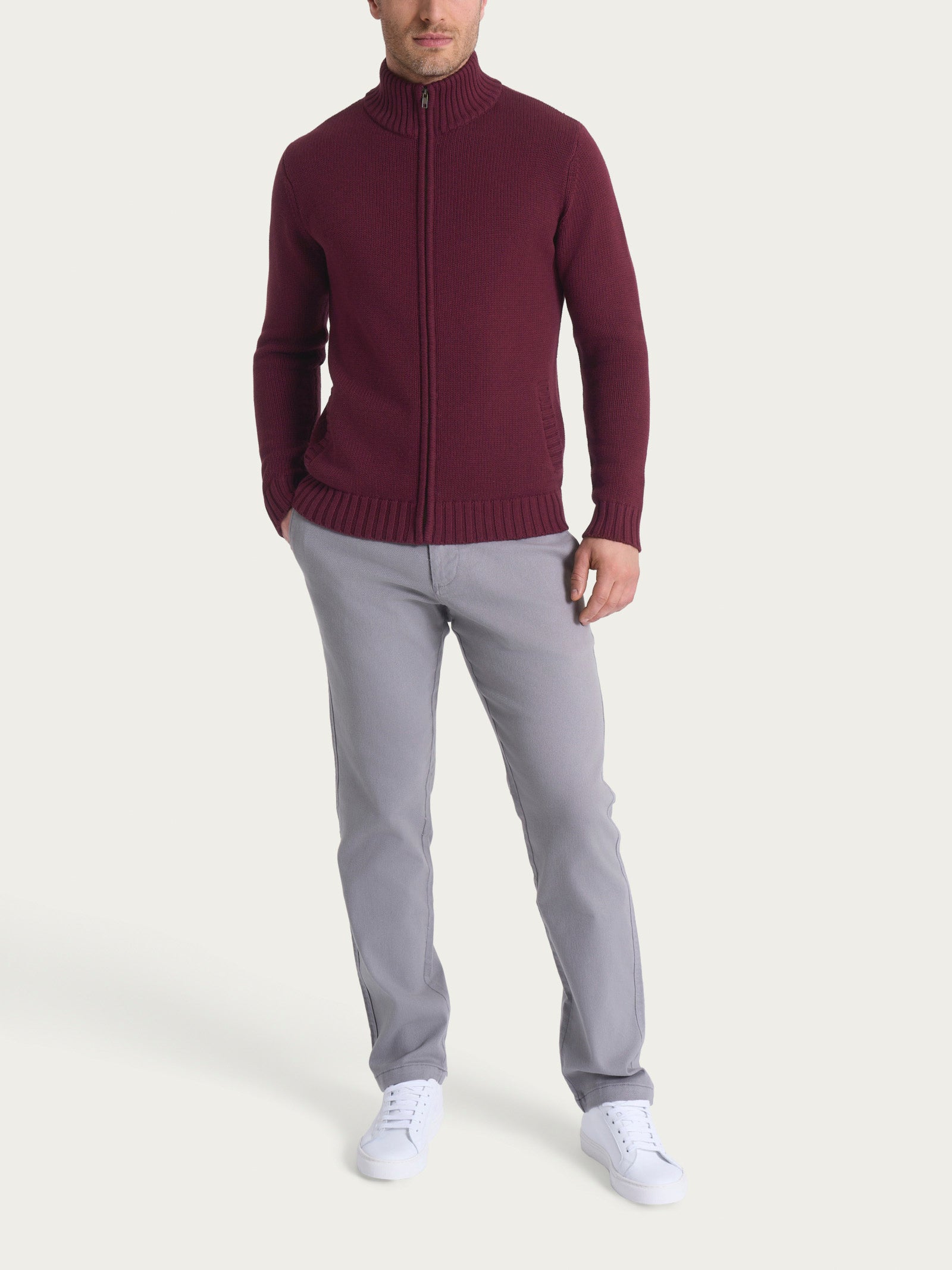 Cardigan con zip in Winter Cotton Viola Uomo - Ragno