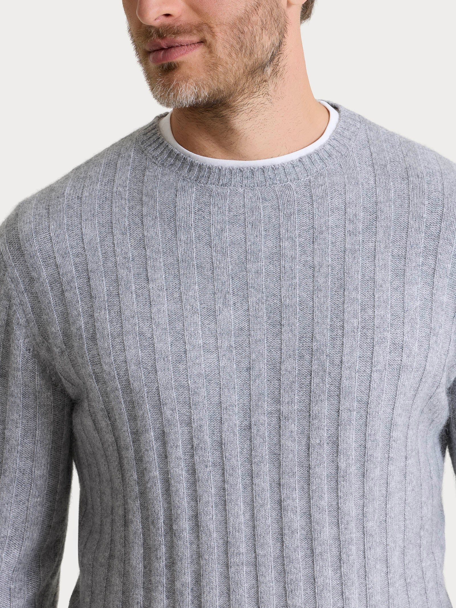 Pull girocollo con costa piatta in Natural Soft  Neri Uomo - Ragno