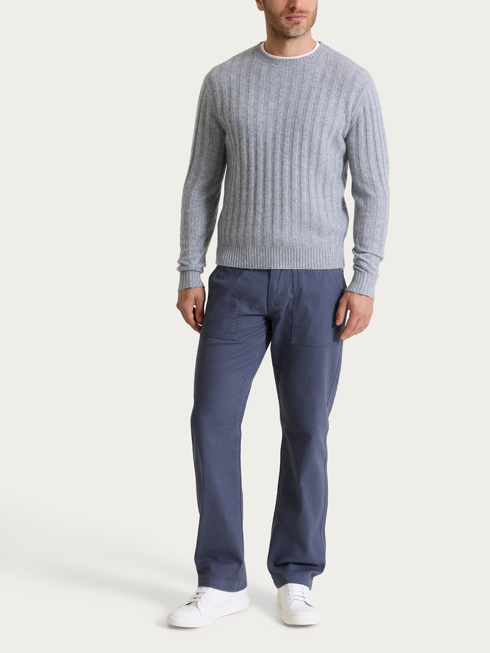 Pull girocollo con costa piatta in Natural Soft  Neri Uomo - Ragno