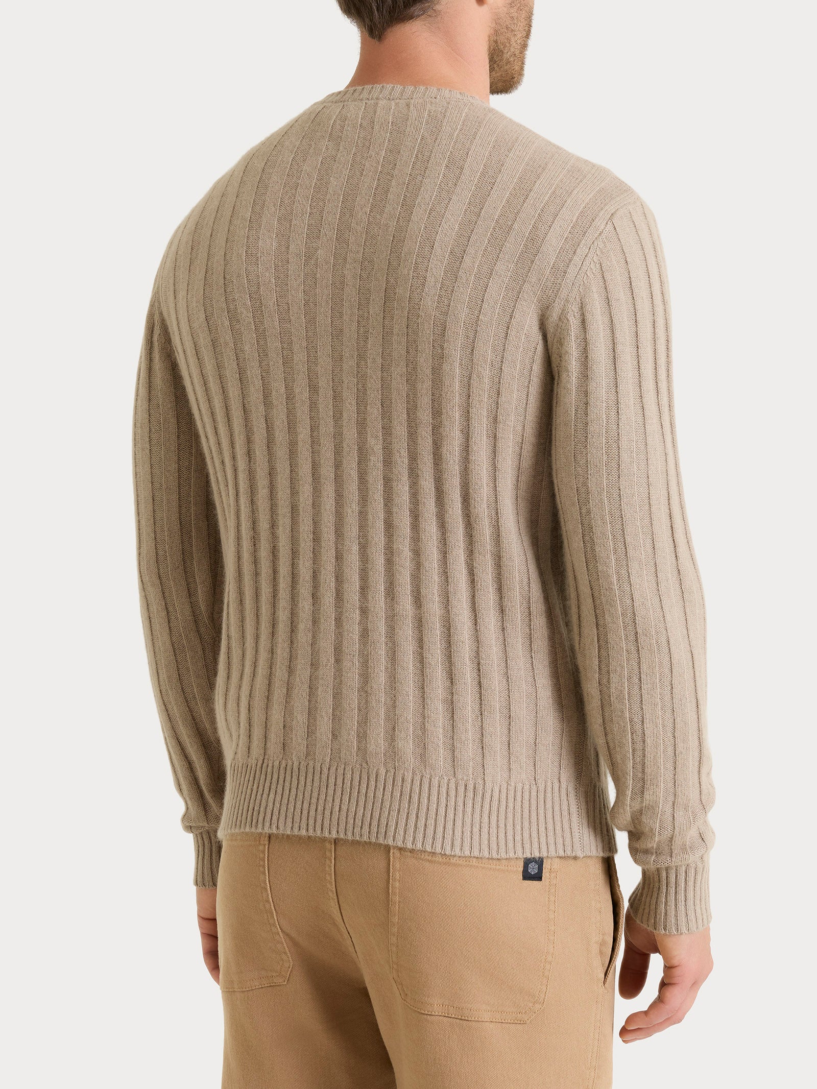Pull girocollo con costa piatta in Natural Soft  Grigi Uomo - Ragno