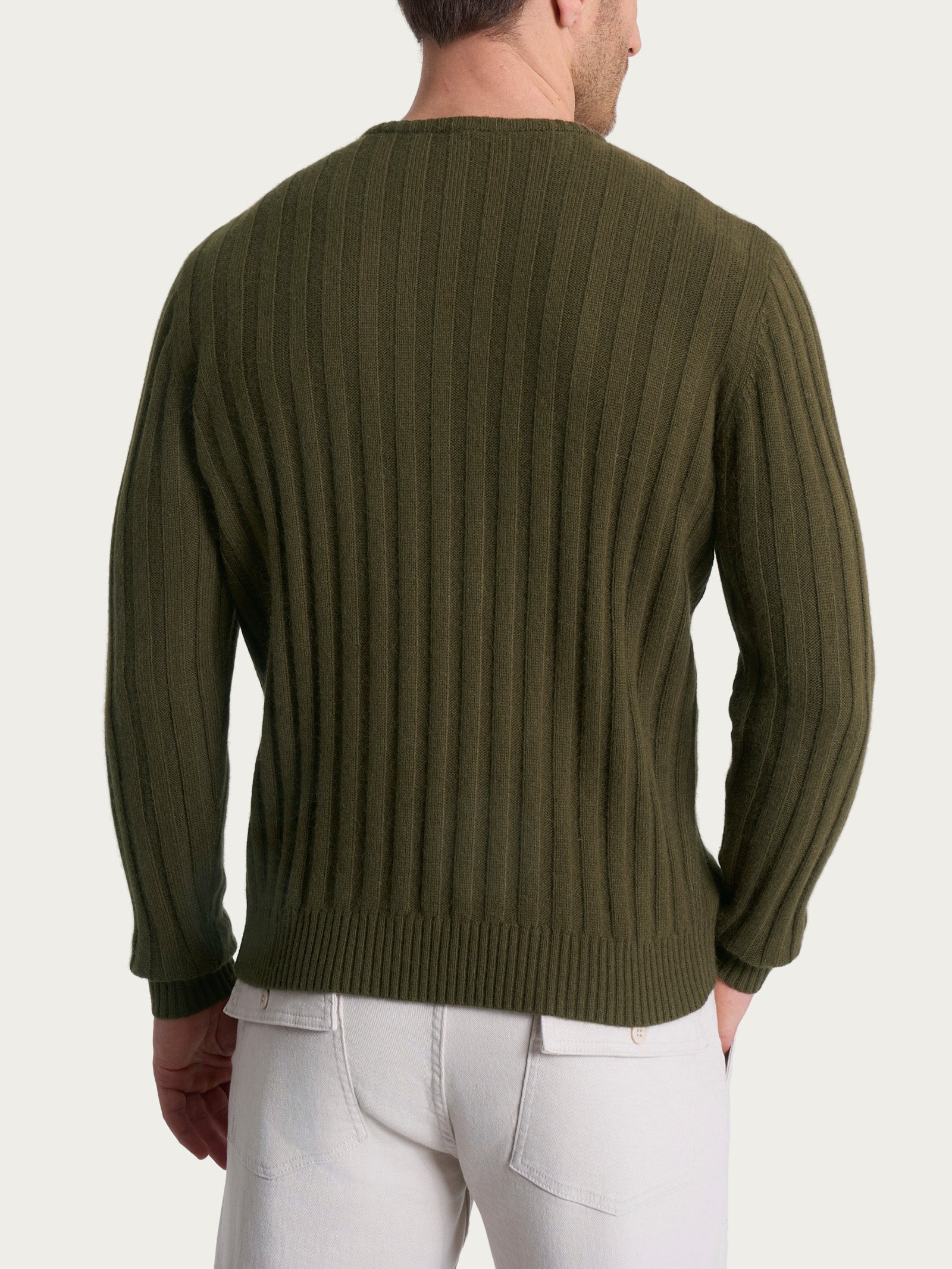 Pull girocollo con costa piatta in Natural Soft  Verdi Uomo - Ragno