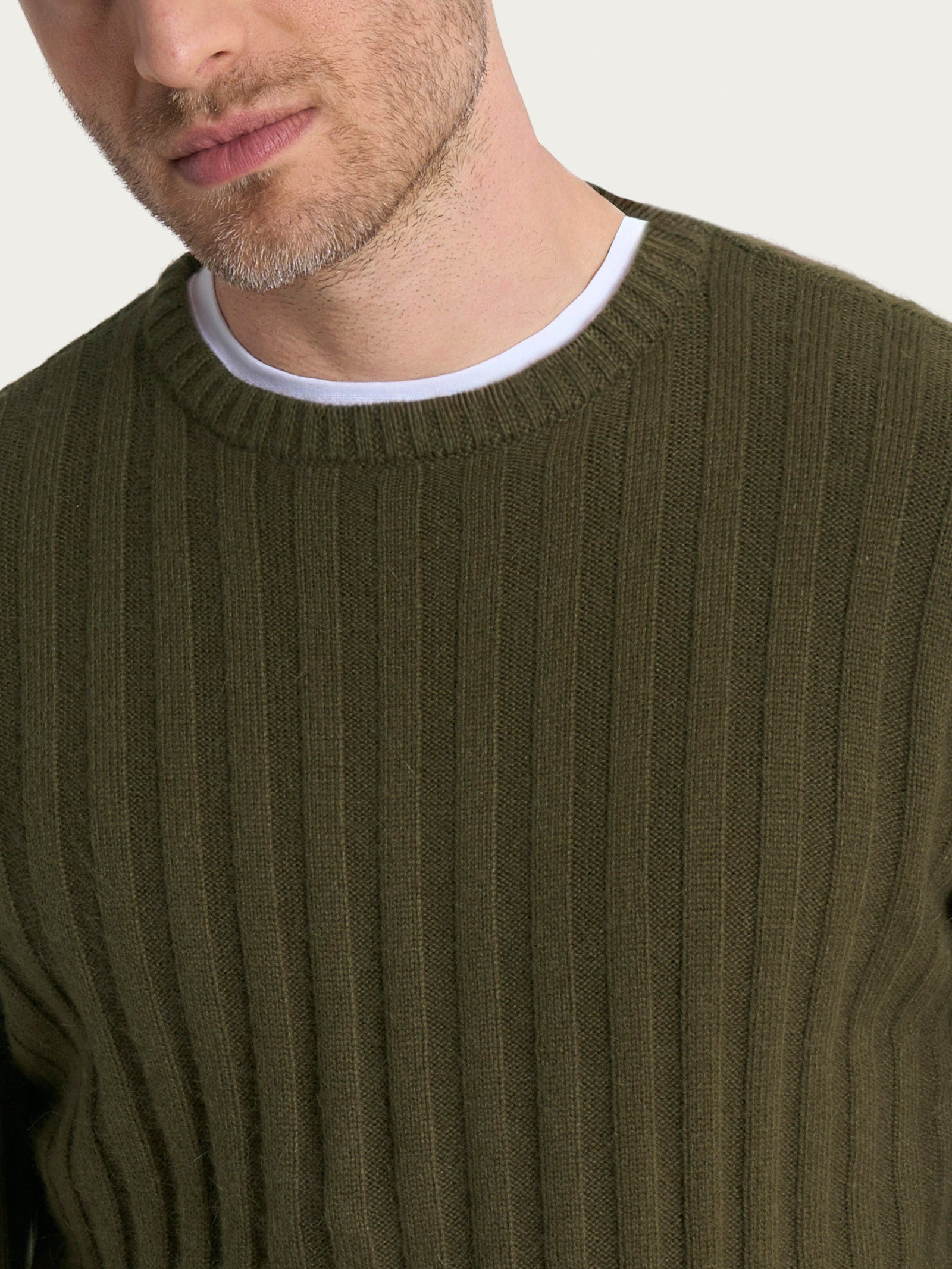 Pull girocollo con costa piatta in Natural Soft  Verdi Uomo - Ragno