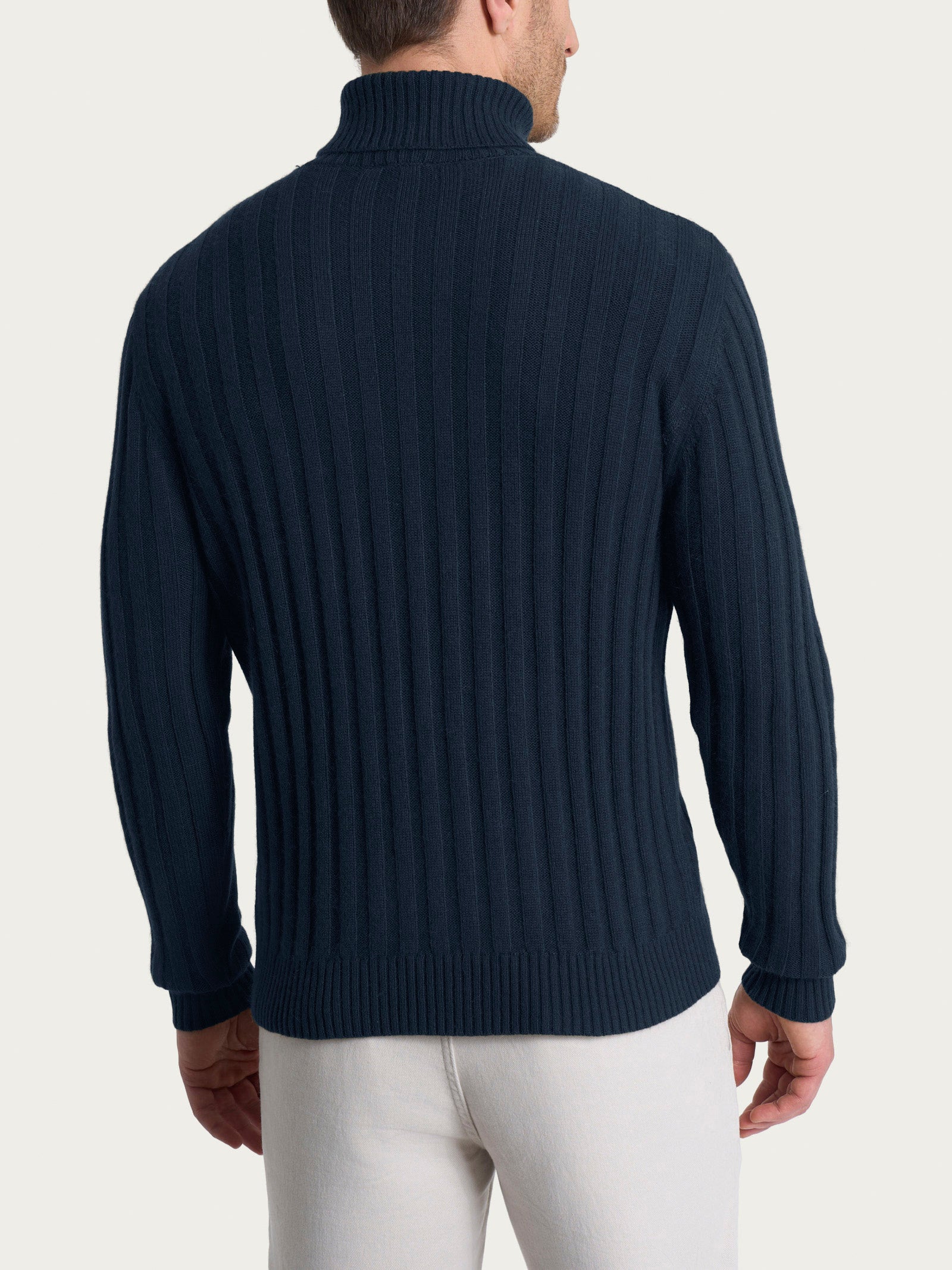 Dolcevita con costa piatta in Natural Soft  Blu Uomo - Ragno