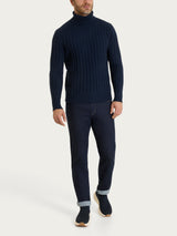 Dolcevita con costa piatta in misto Lana e Angora Blu Uomo - Ragno