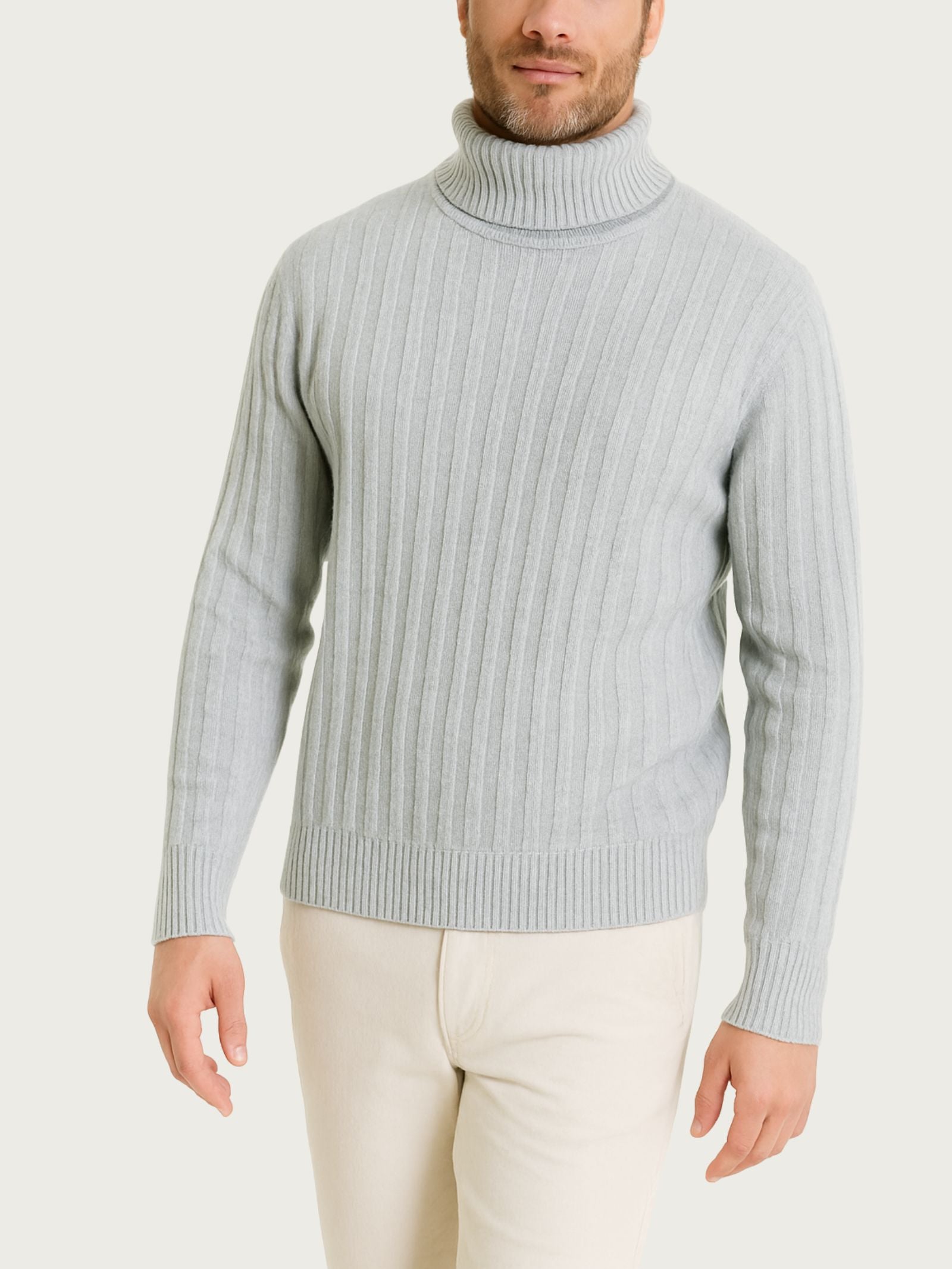 Dolcevita con costa piatta in Natural Soft  Neri Uomo - Ragno