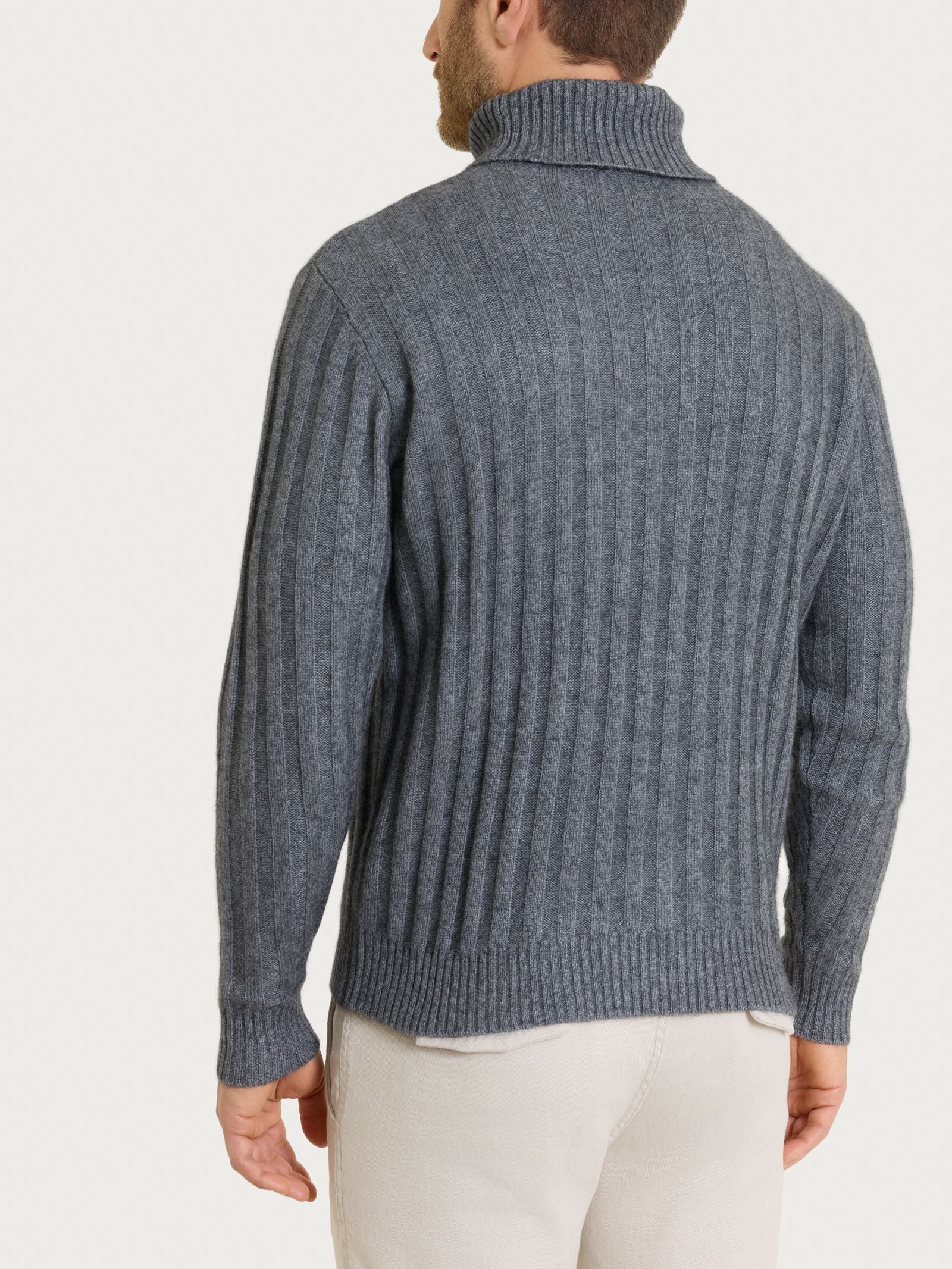 Dolcevita con costa piatta in Natural Soft  Neri Uomo - Ragno