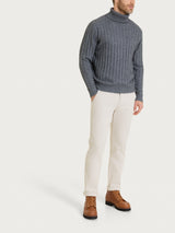 Men's Nero Wool and Angora Blend Flat-Ribbed Turtleneck - Ragno