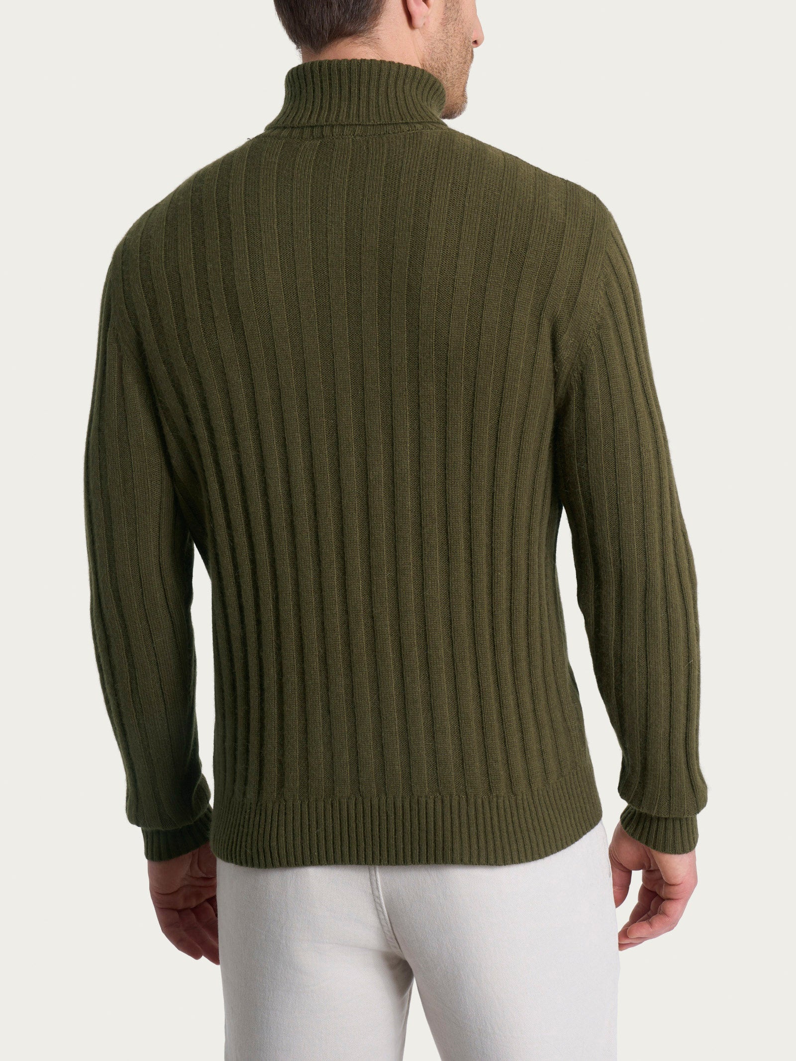 Dolcevita con costa piatta in Natural Soft  Verdi Uomo - Ragno