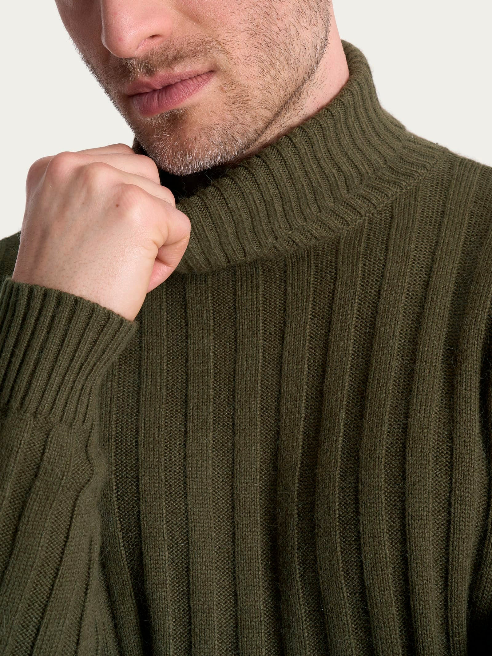 Dolcevita con costa piatta in Natural Soft  Verdi Uomo - Ragno