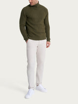 Dolcevita con costa piatta in Natural Soft  Verdi Uomo - Ragno