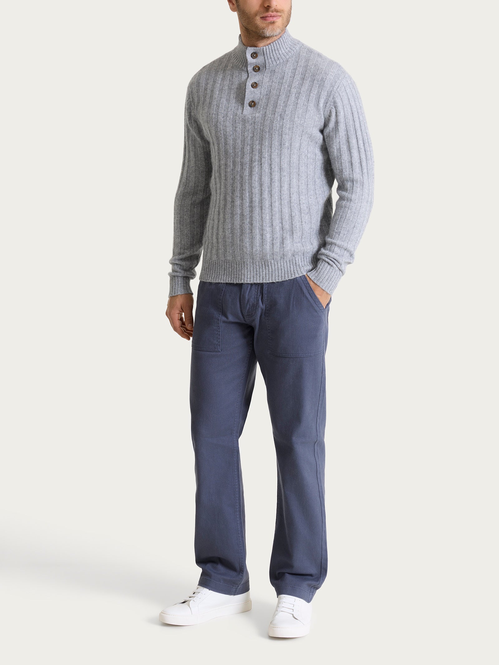Lupetto con costa piatta in Natural Soft  Neri Uomo - Ragno