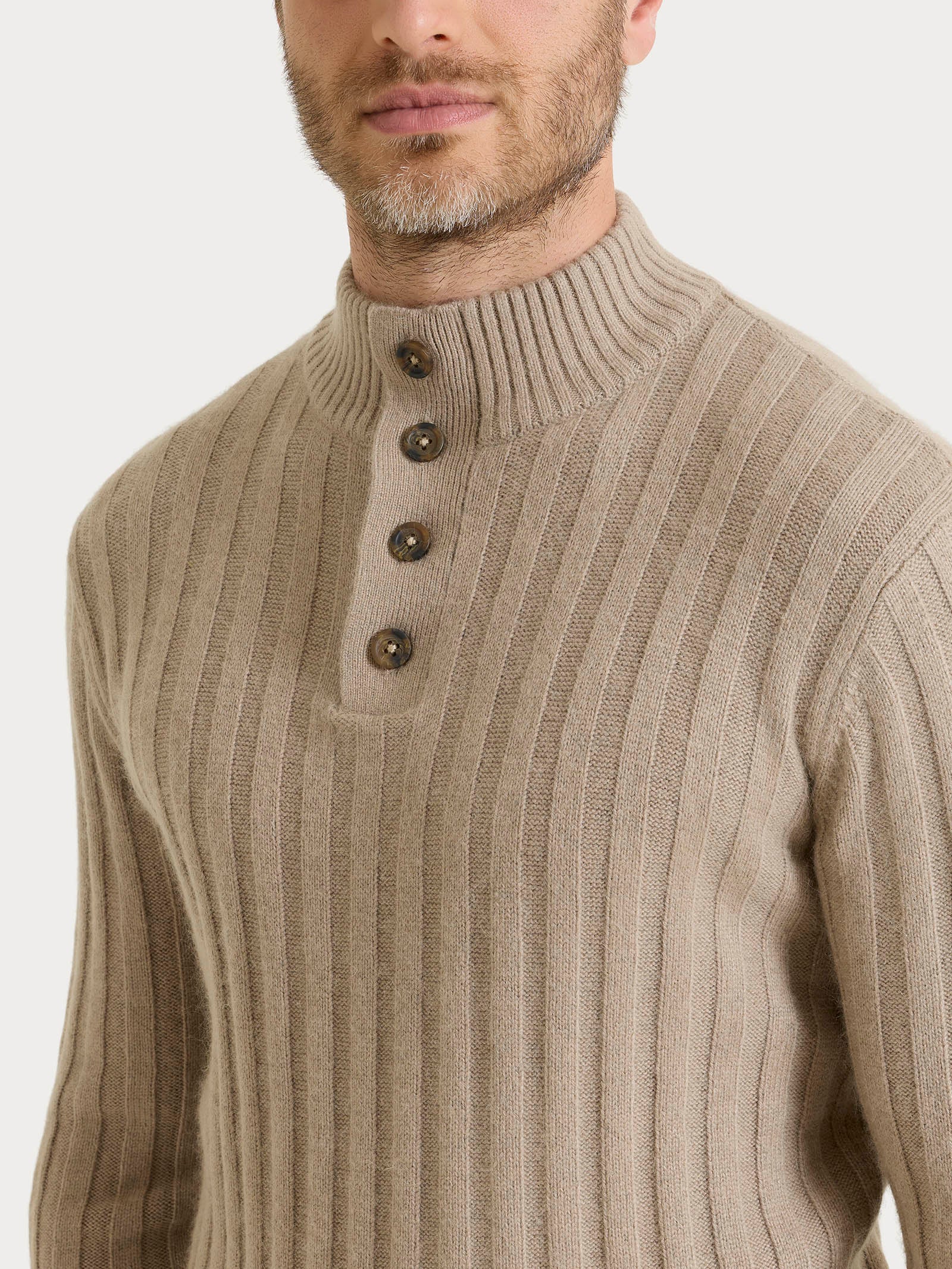 Lupetto con costa piatta in Natural Soft  Grigi Uomo - Ragno
