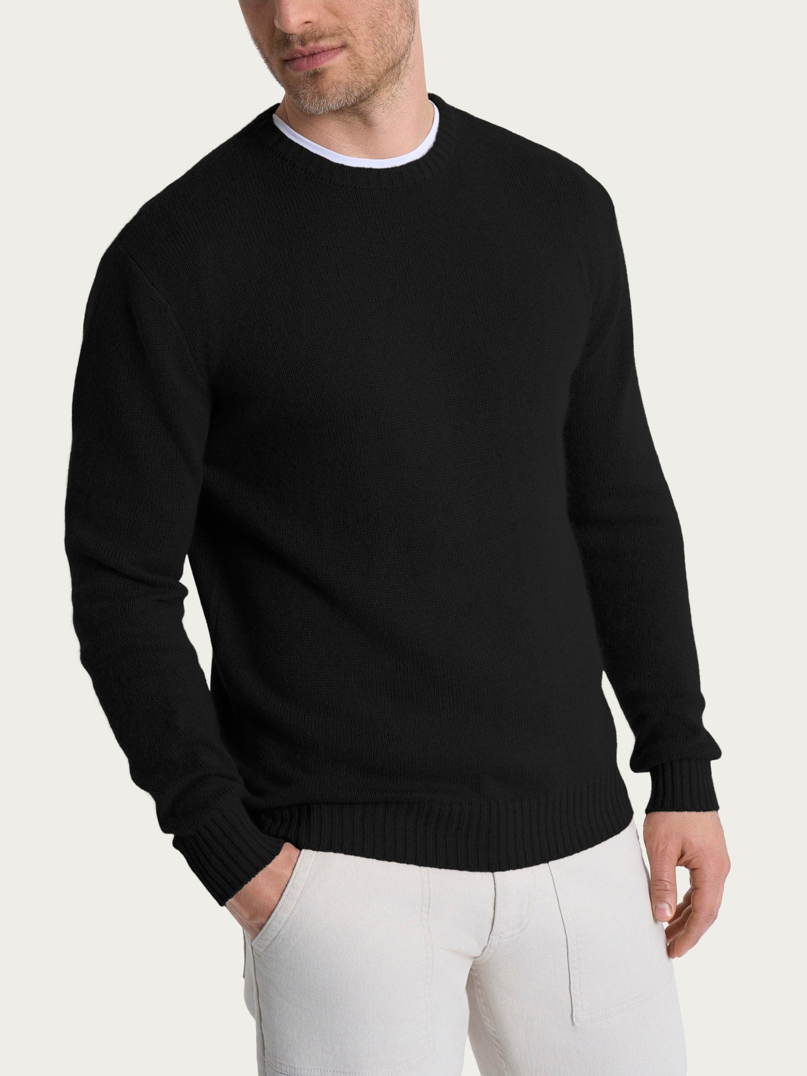 Pull girocollo in Natural Soft  Neri Uomo - Ragno