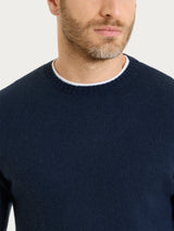 Pull girocollo in misto lana e angora Blu Uomo - Ragno