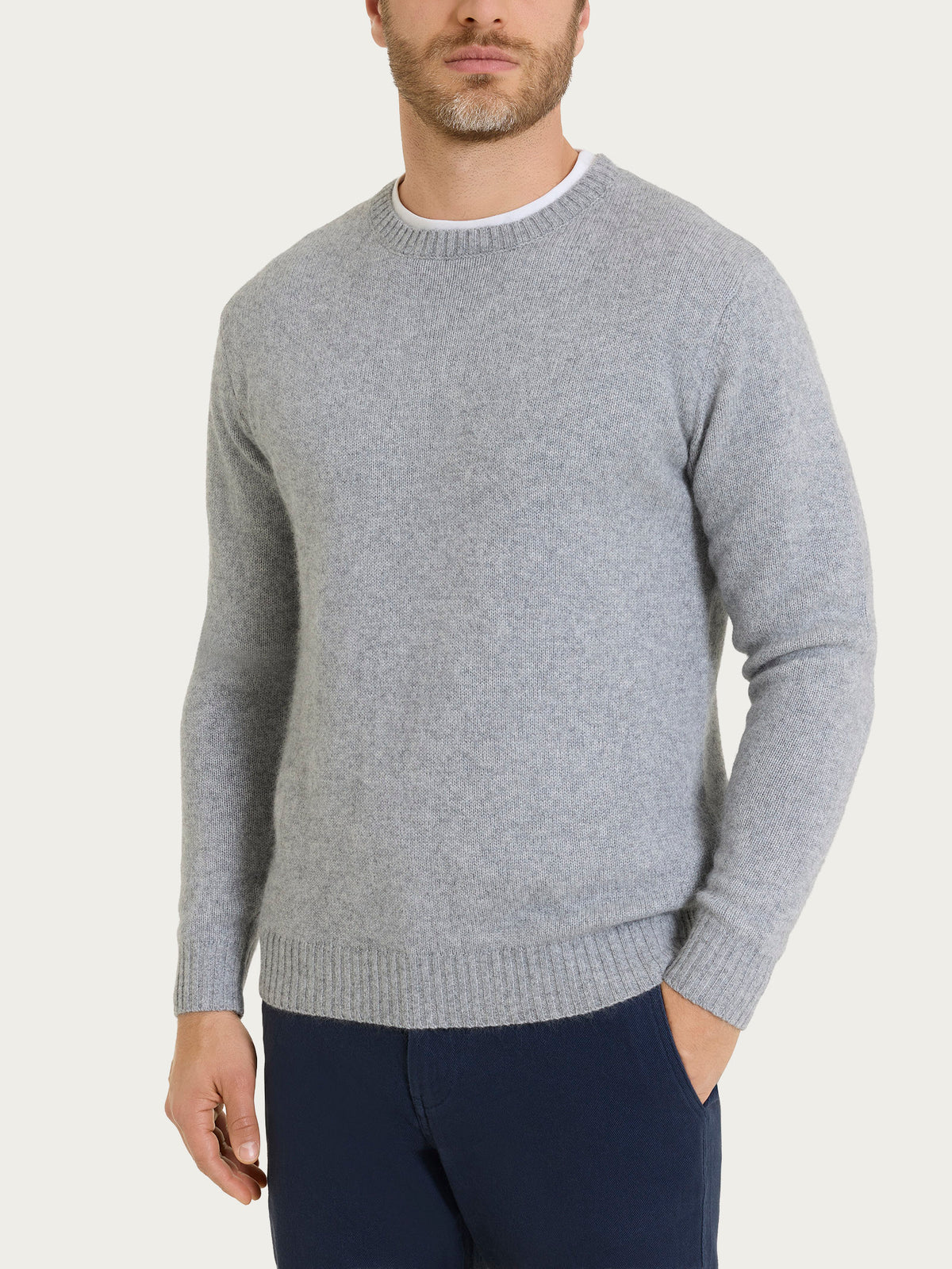 Pull girocollo in misto lana e angora Neri Uomo - Ragno