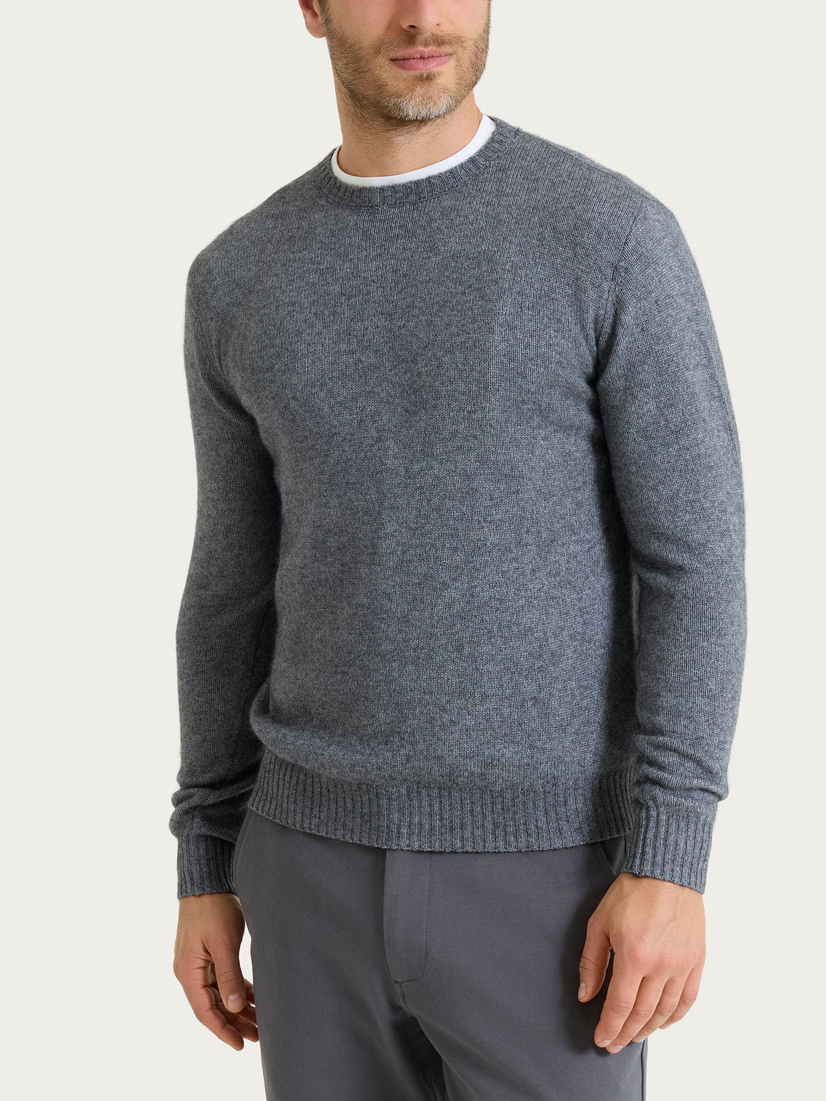 Pull girocollo in misto lana e angora Neri Uomo - Ragno